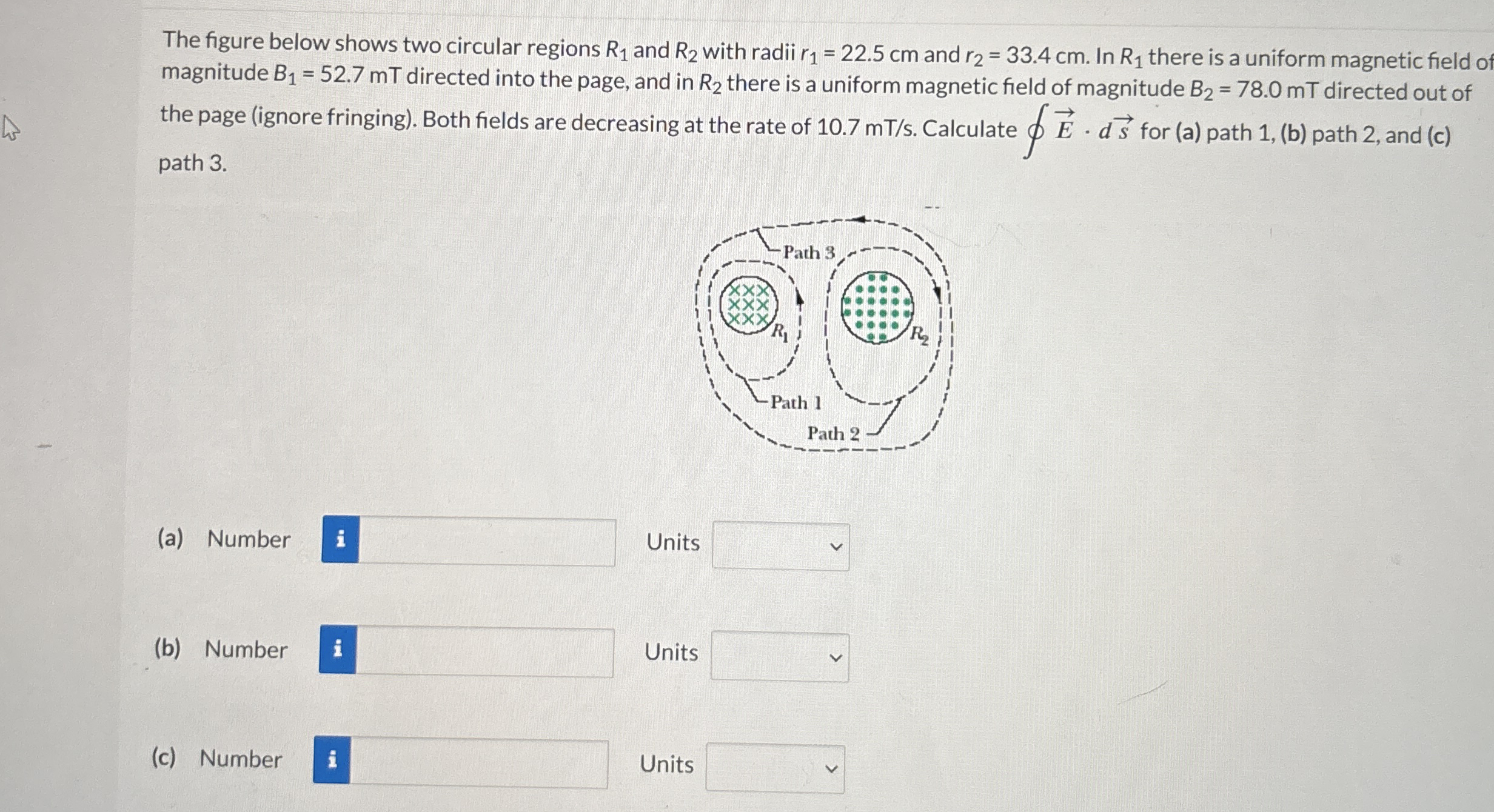 The figure below shows two circular regions R 1