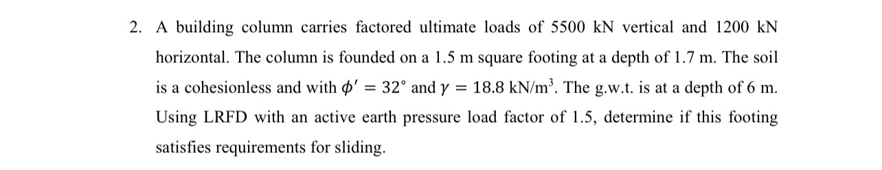 A building column carries factored ultimate loads