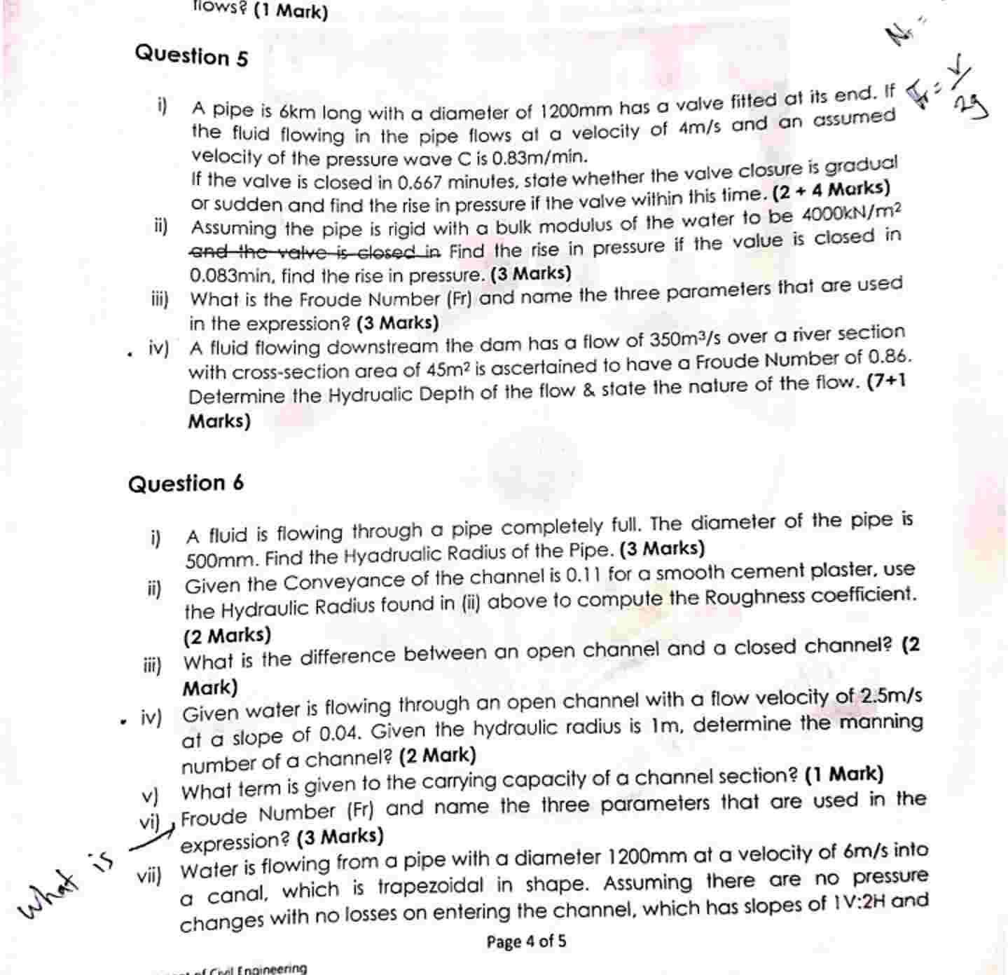 Hows? ( 1 Mark ) Question 5 i ) A pipe is 6 km