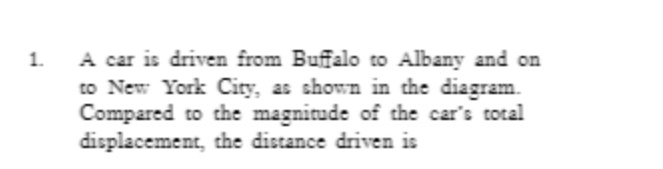 A car is driven from Buffalo to Albany and on to