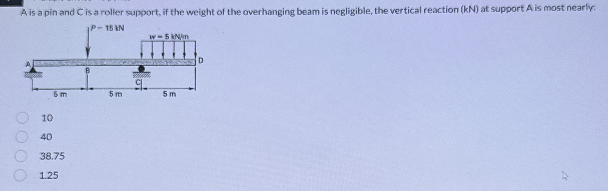 A is a pin and C is a roller support, if the