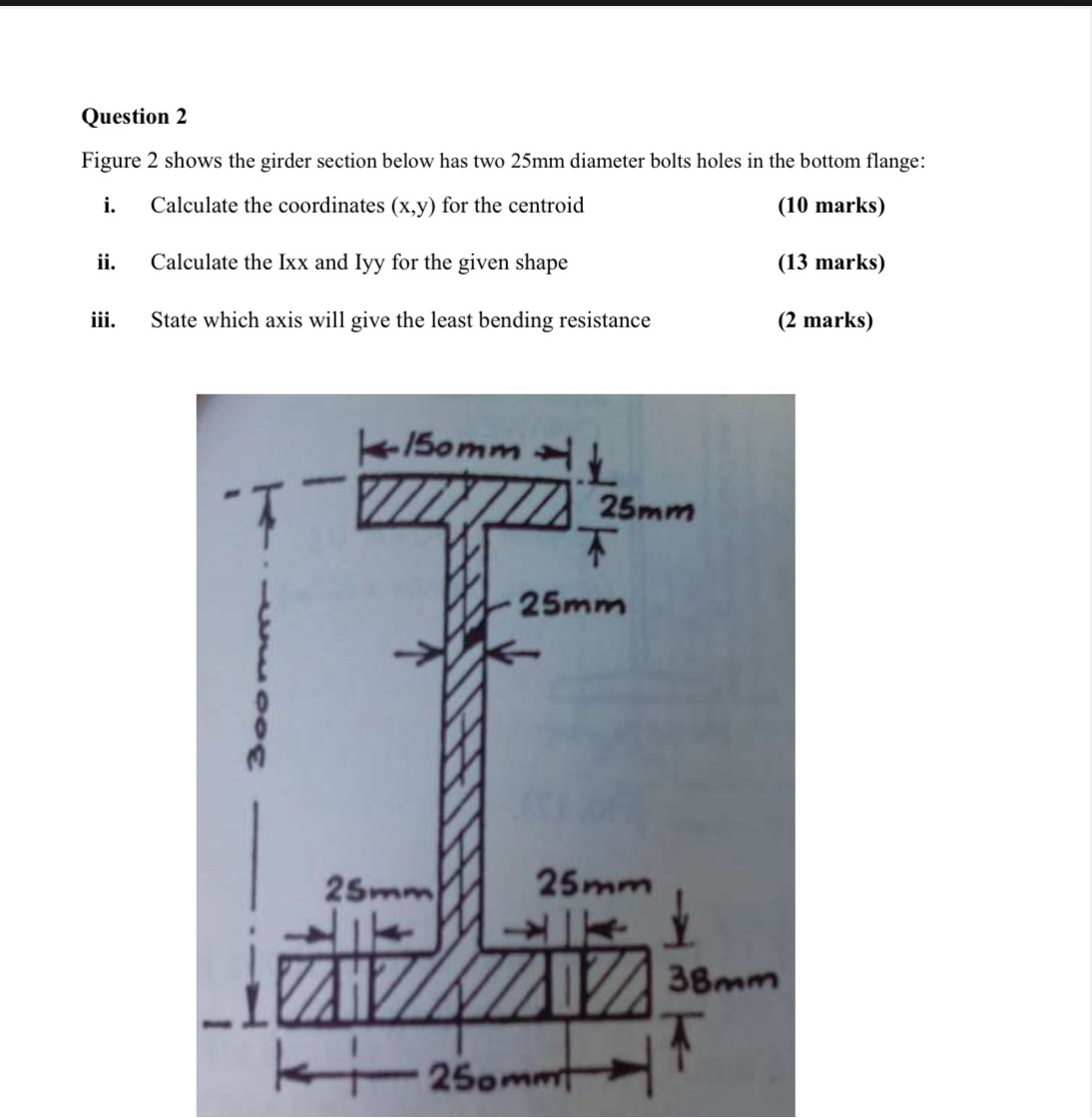 Question 2 Figure 2 shows the girder section