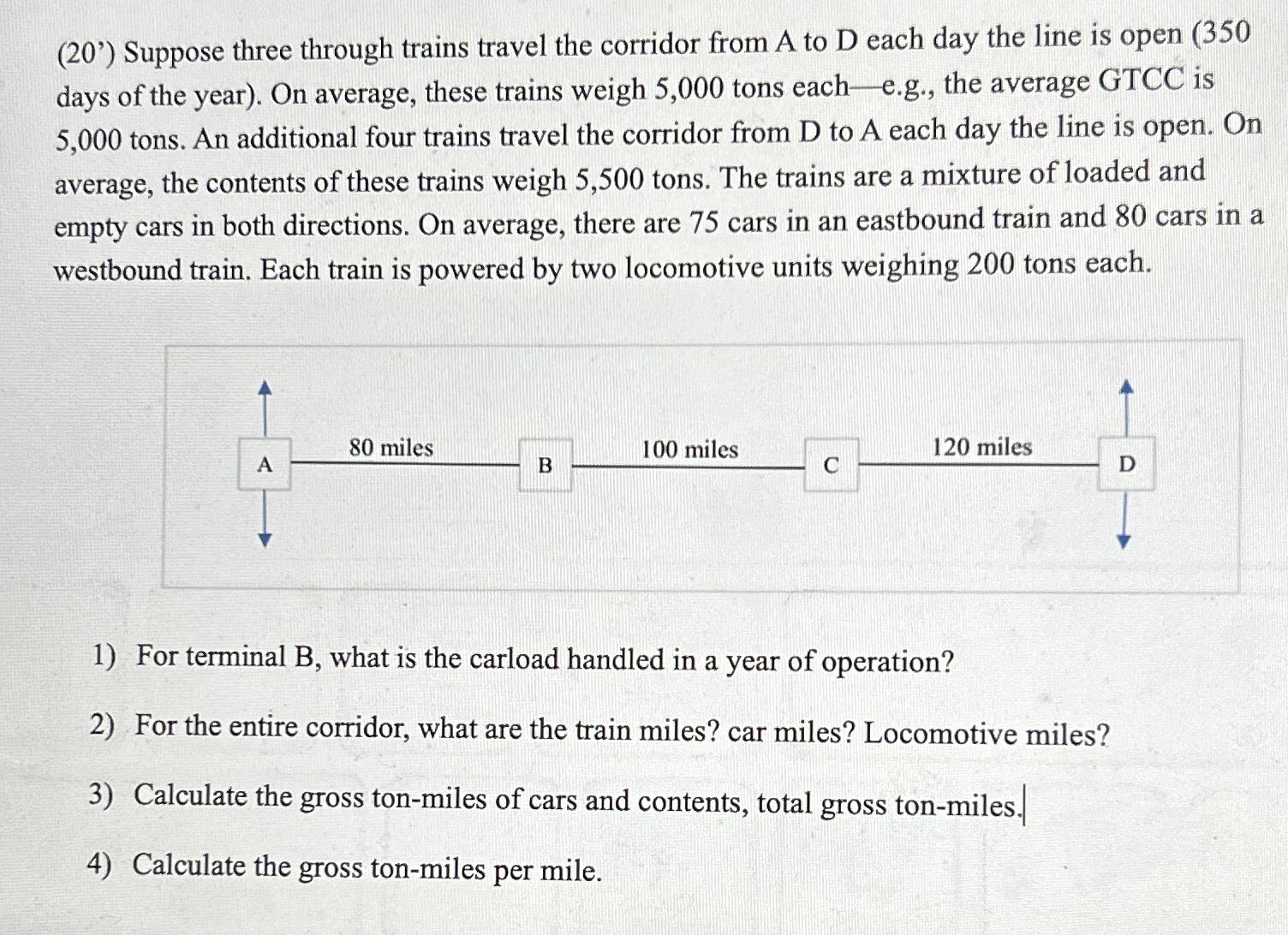 ( 2 0 ' ) Suppose three through trains travel the