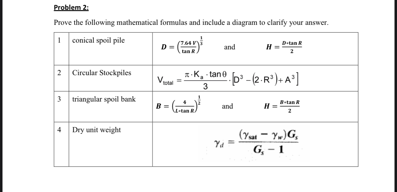 Problem 2 : Prove the following mathematical
