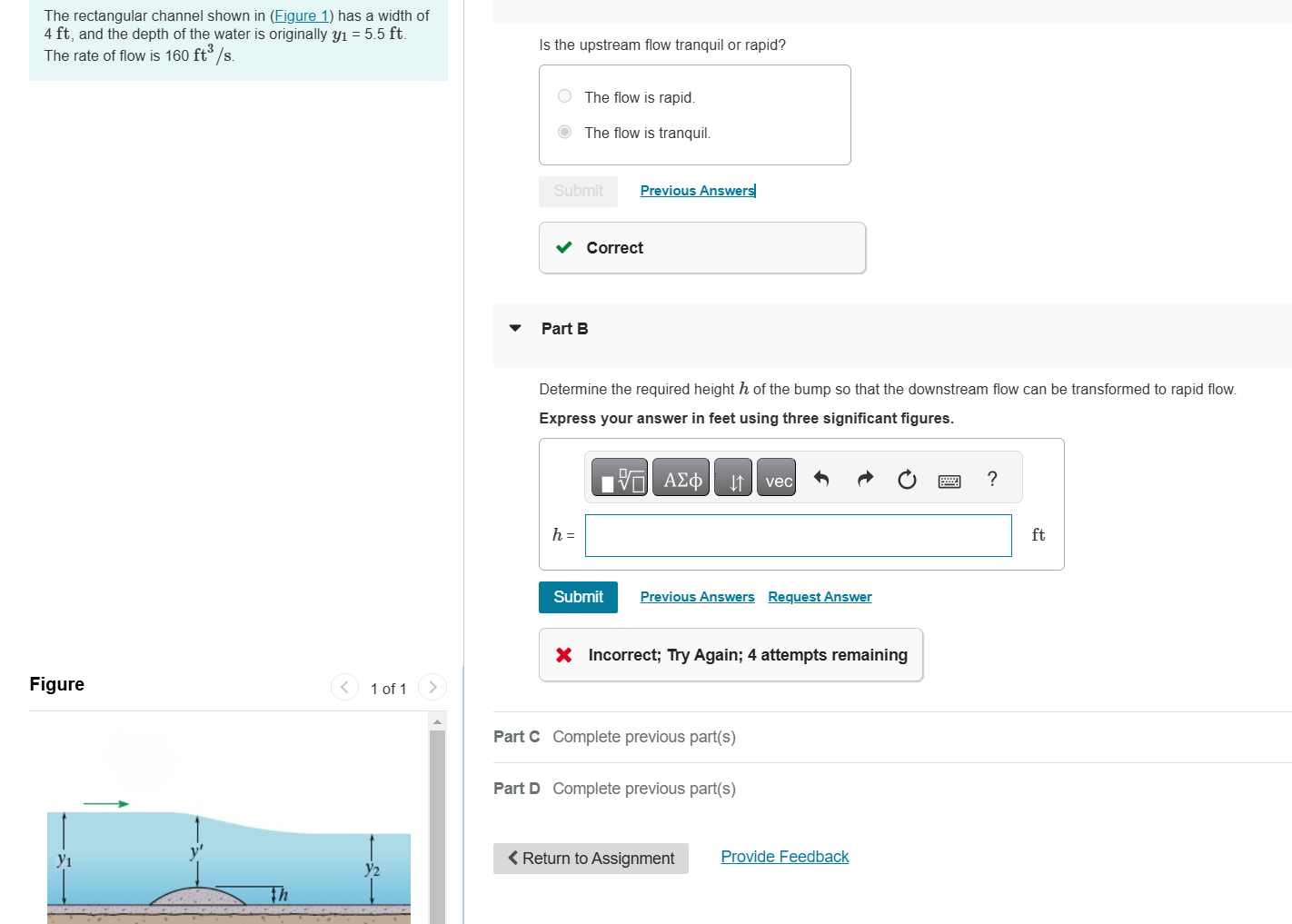 The rectangular channel shown in ( Figure 1 ) has