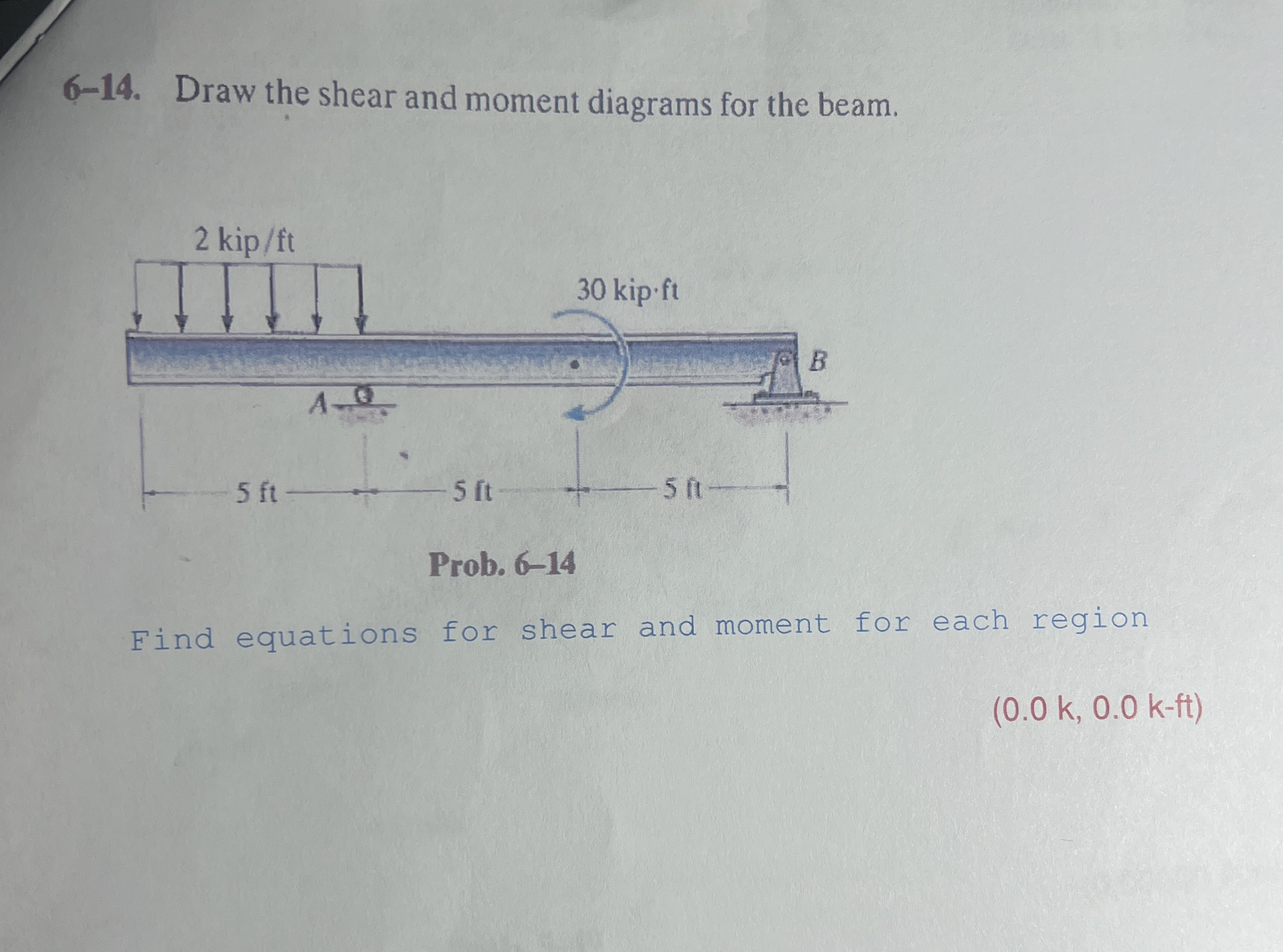 6 - 1 4 . Draw the shear and moment diagrams for
