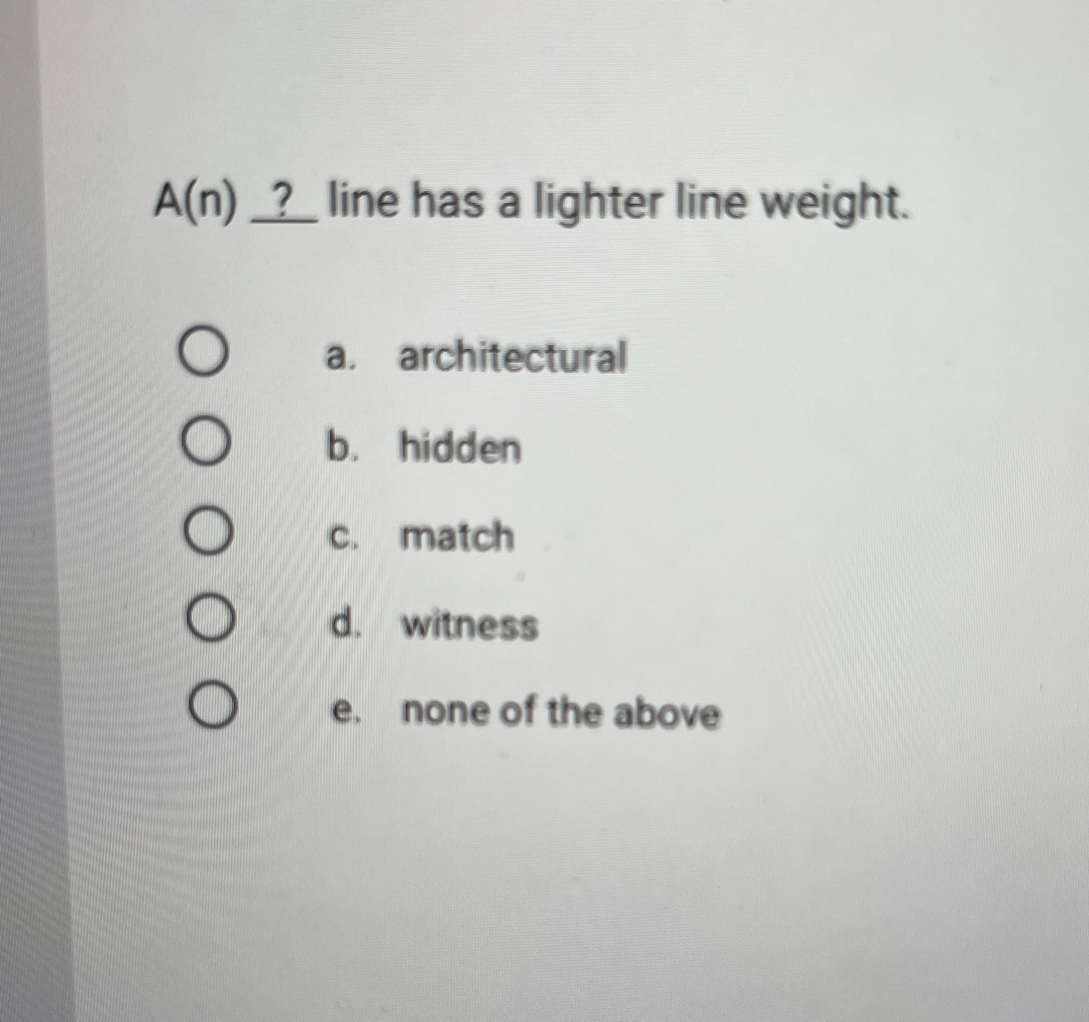 A ( n ) ? line has a lighter line weight. a .