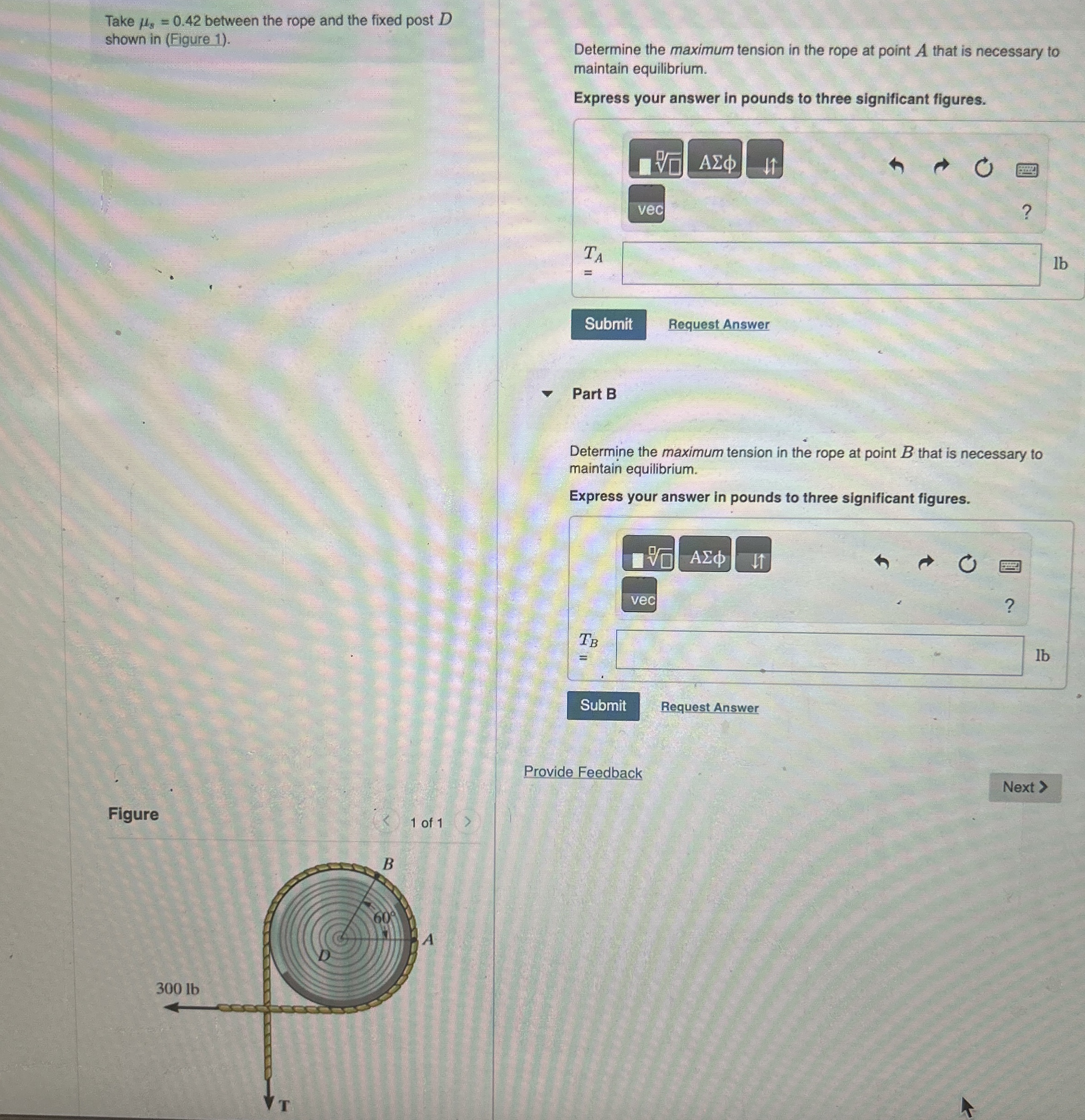 Take s = 0 . 4 2 between the rope and the fixed