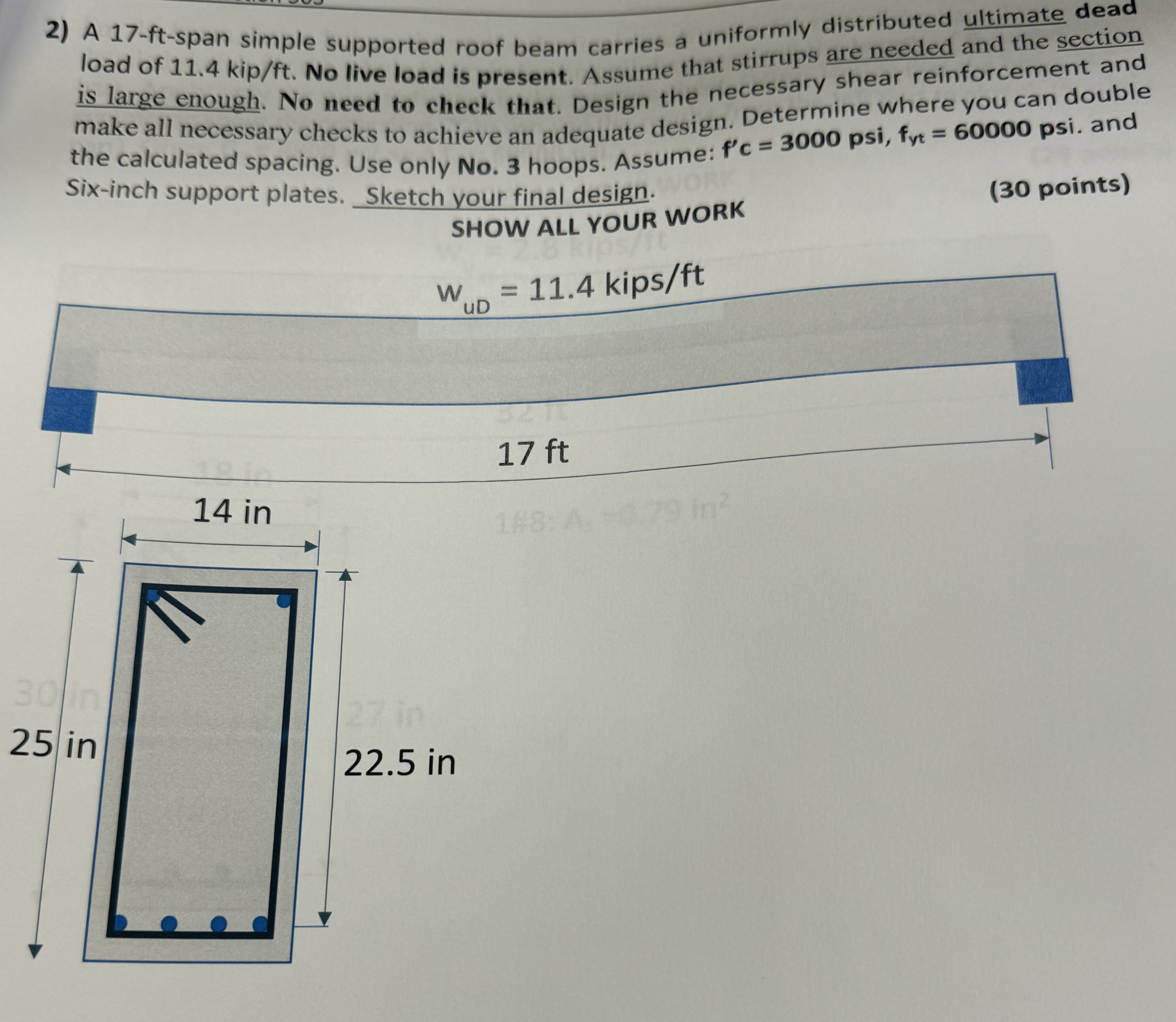 A 1 7 - ft - span simple supported roof beam