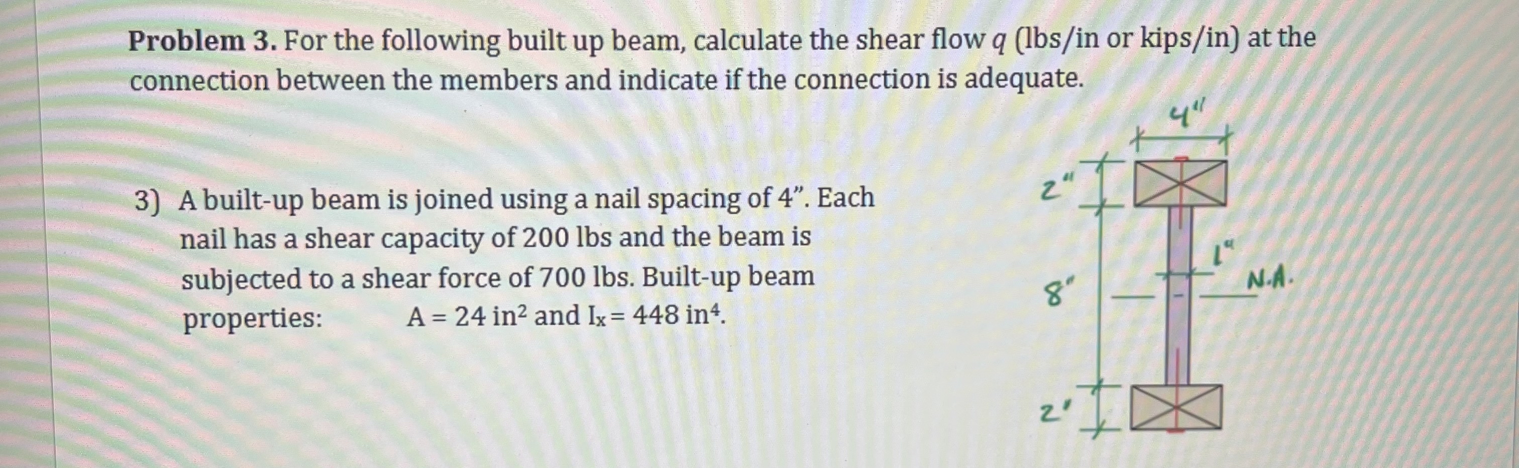 Problem 3 . For the following built up beam,