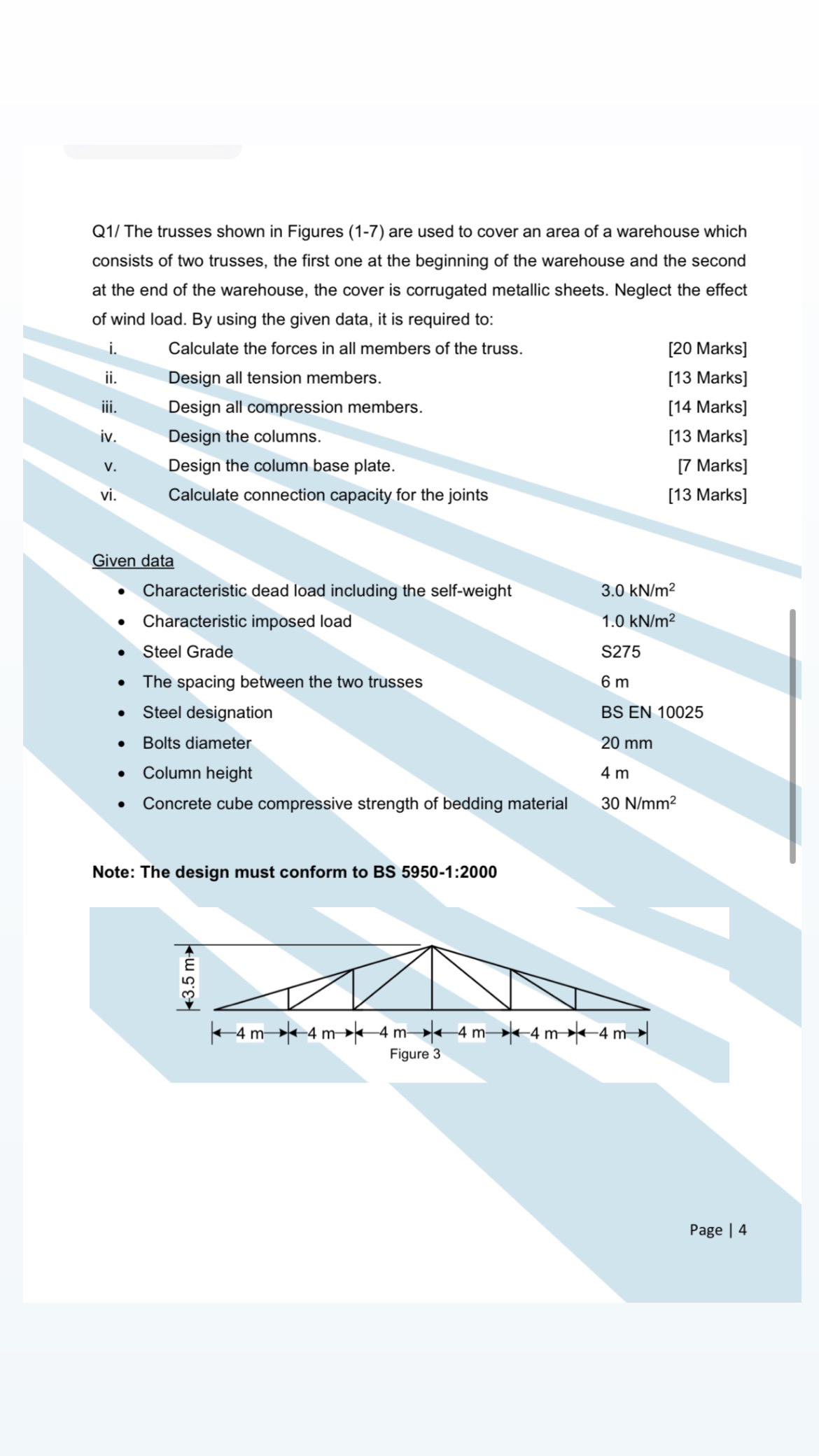 Q 1 / The trusses shown in Figures ( 1 - 7 ) are