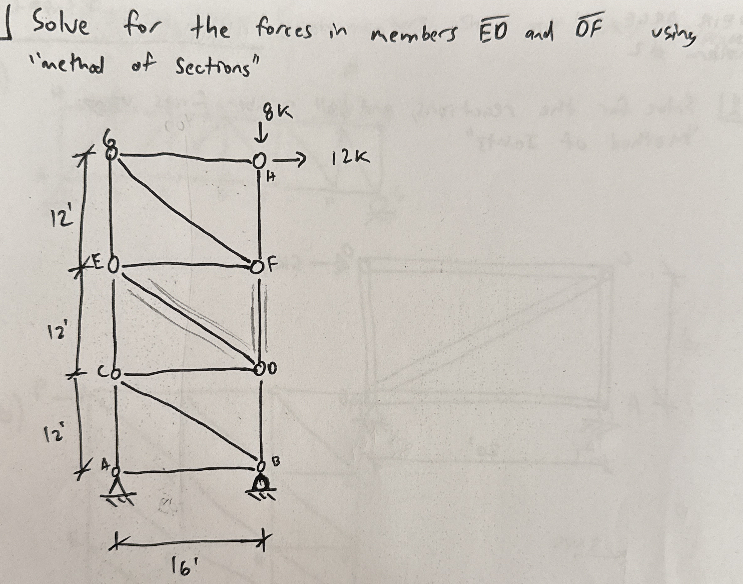 I Solve for the forces in members ? b a r ( E D )