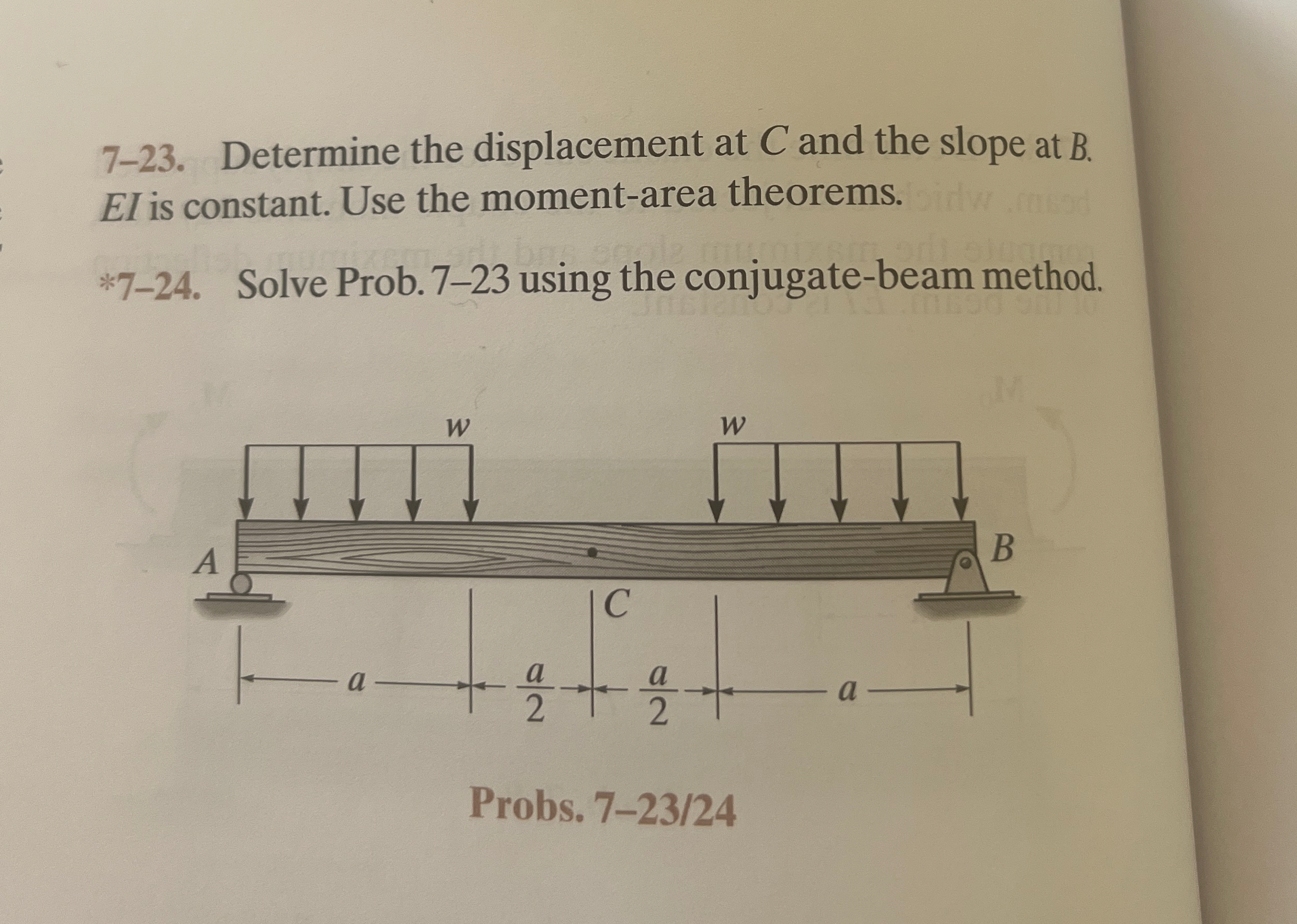 7 - 2 3 . Determine the displacement at C and the