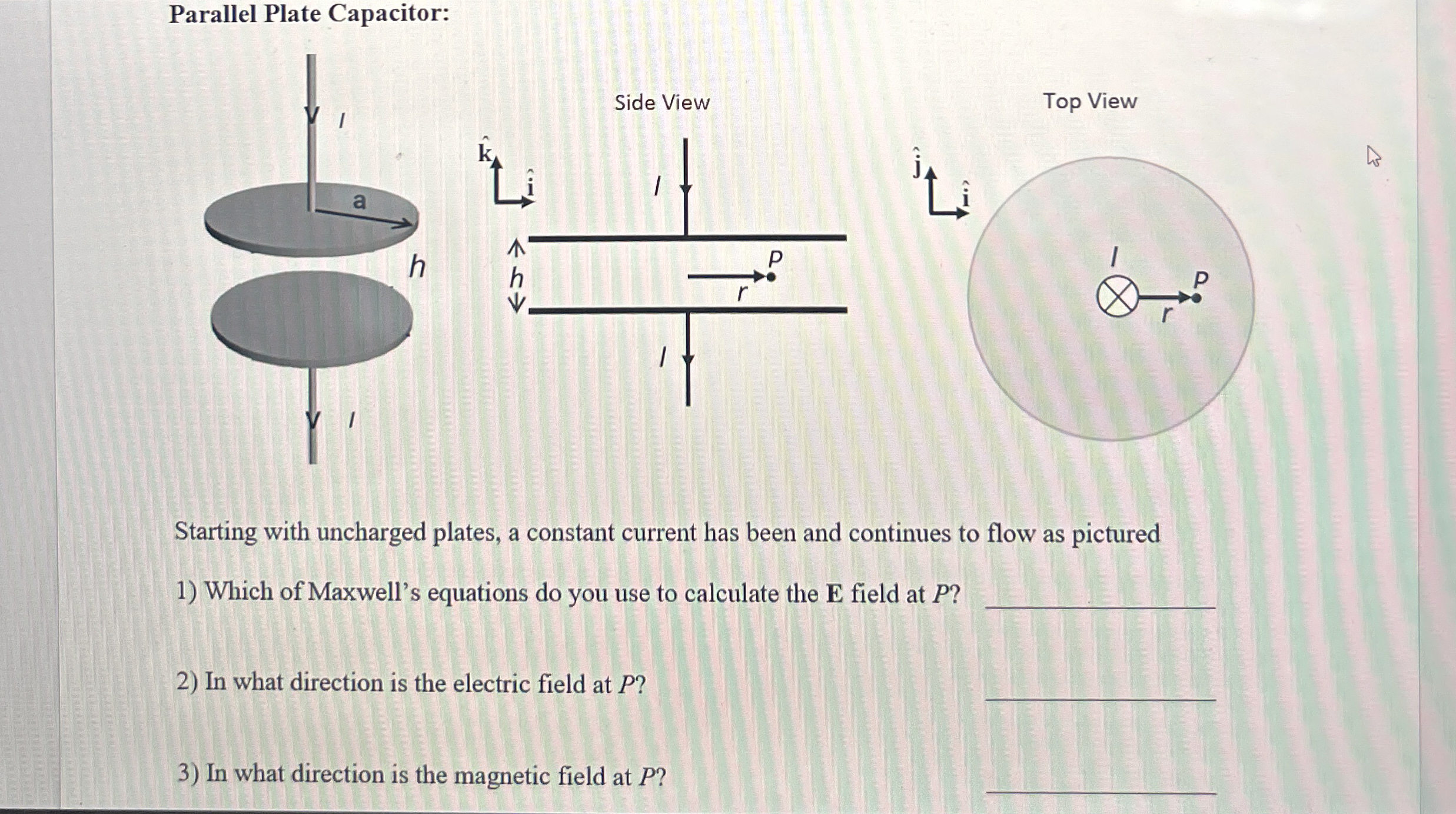 Parallel Plate Capacitor: Side View Top View