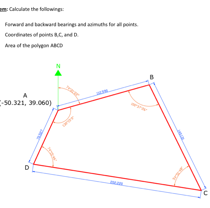 Please do not forget to calculate bearings angles