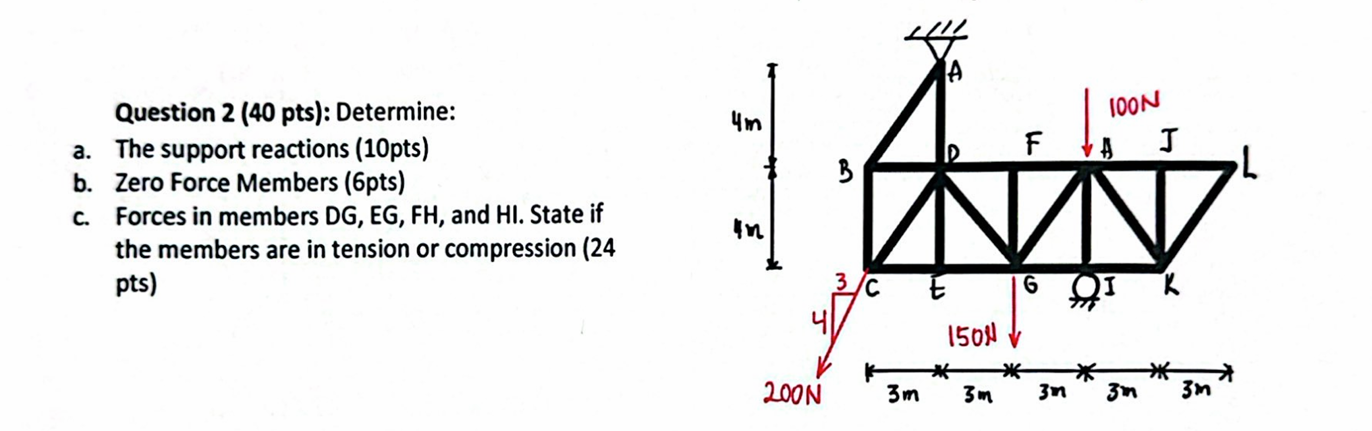 Question 2 ( 4 0 pts ) : Determine: a . The