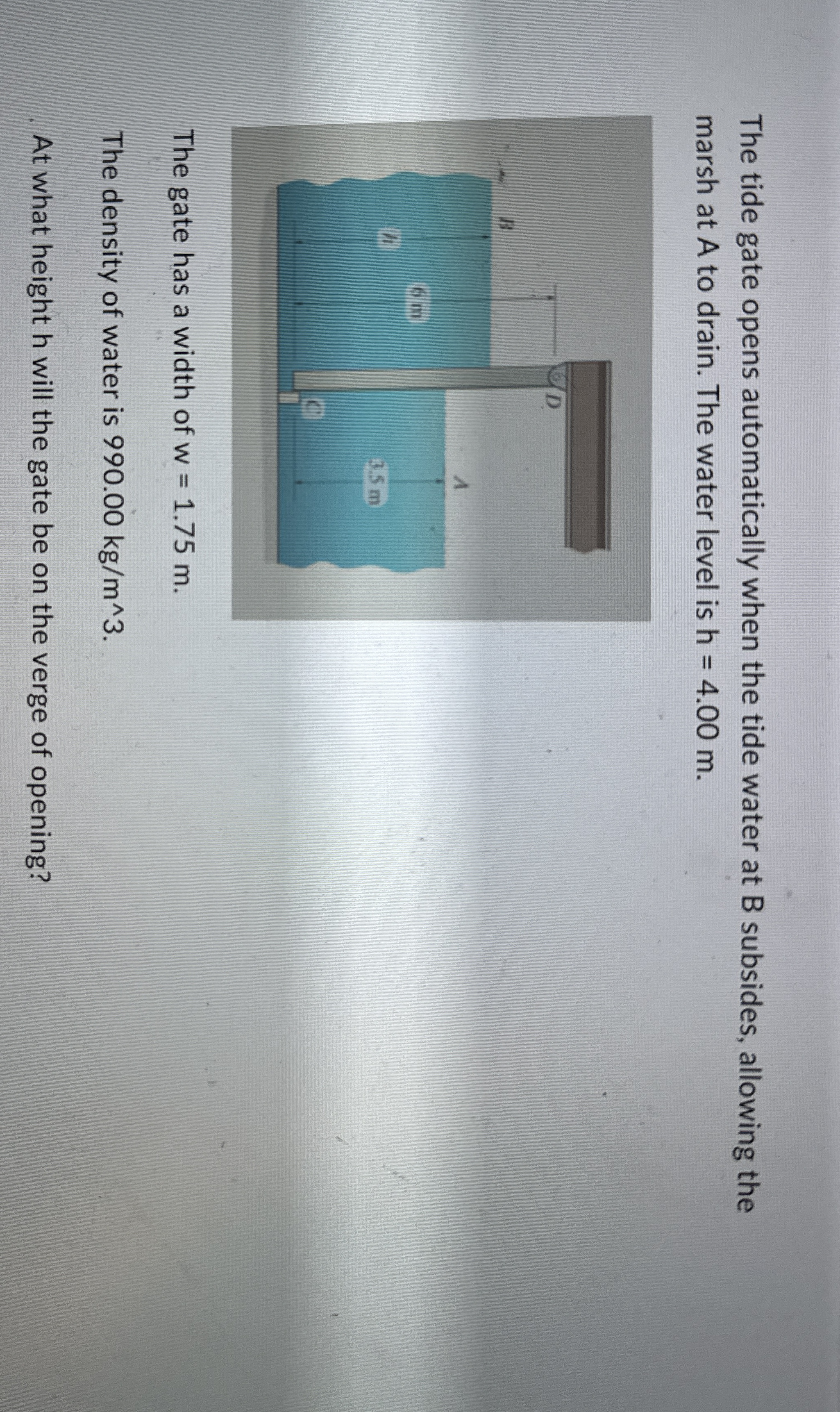 The tide gate opens automatically when the tide