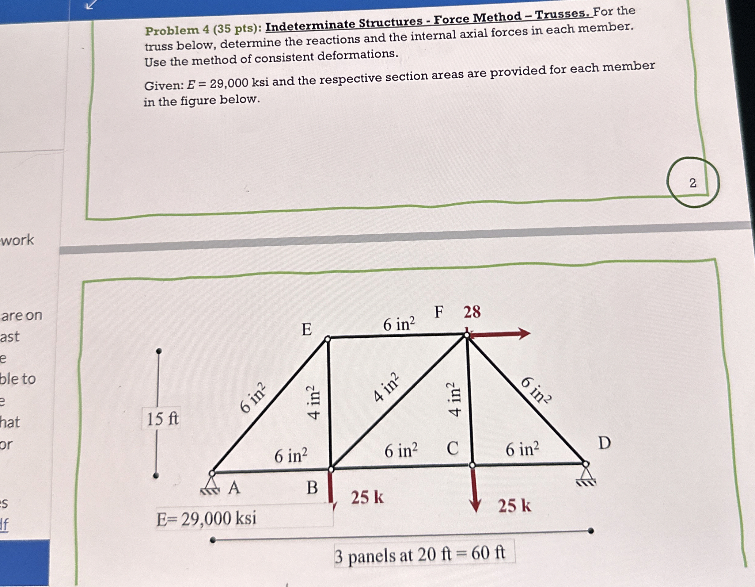 Problem 4 ( 3 5 pts ) : Indeterminate Structures