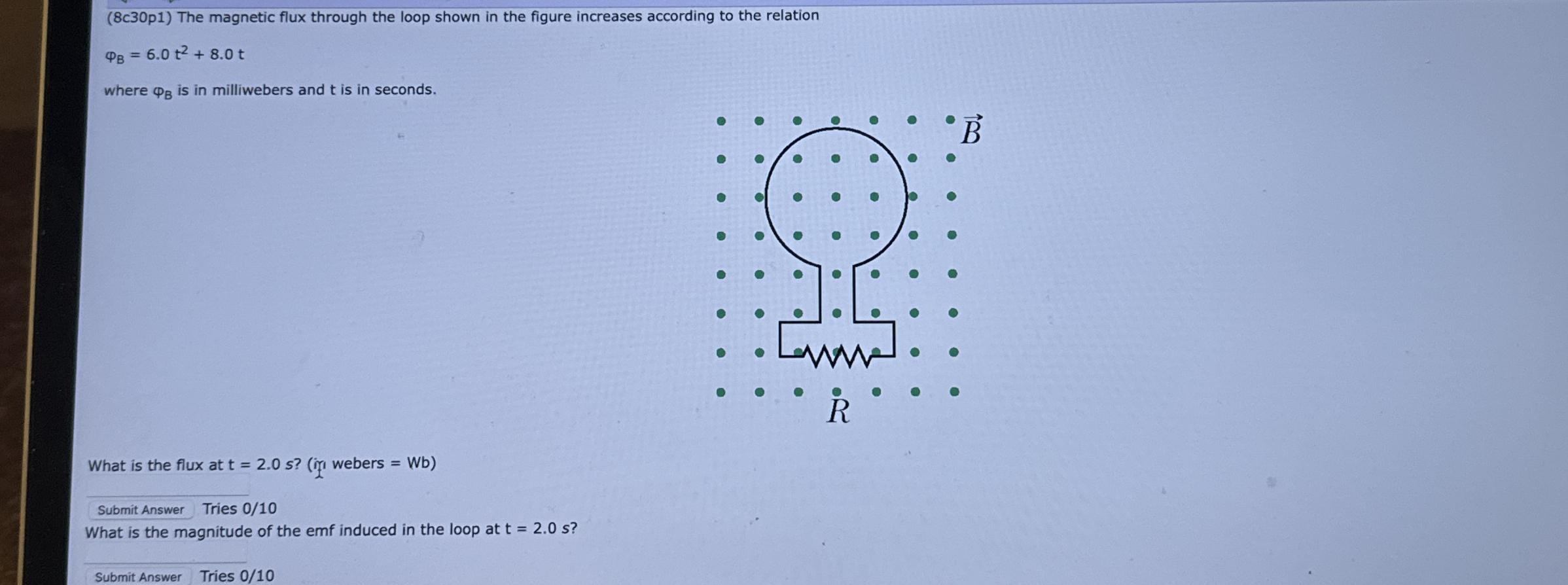 ( 8 c 3 0 p 1 ) The magnetic flux through the