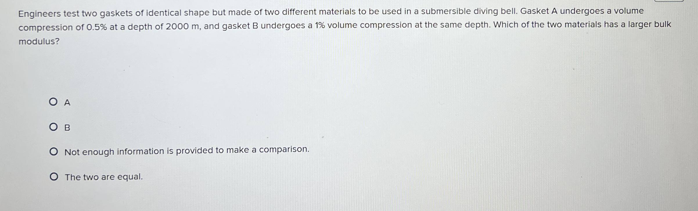 Engineers test two gaskets of identical shape but