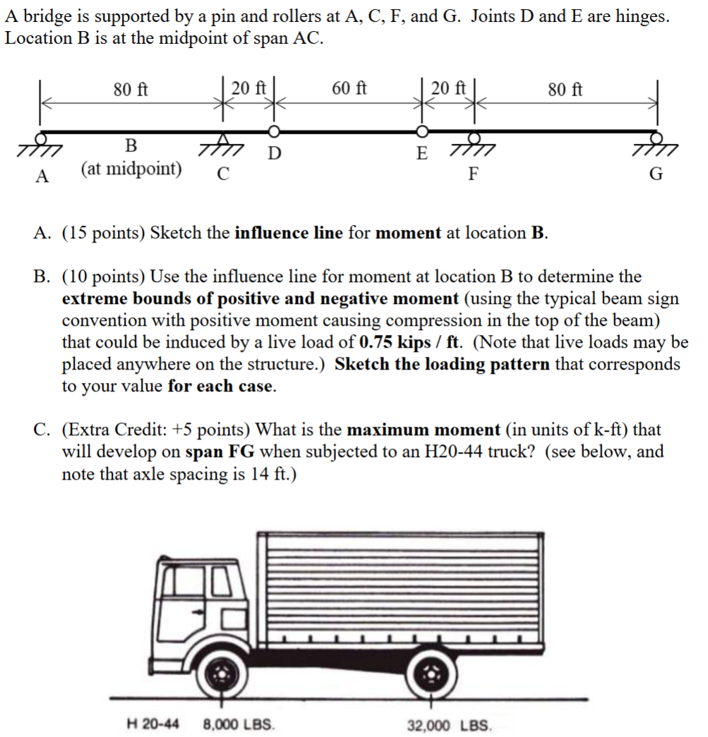 Please solve and show all steps!!! A bridge is