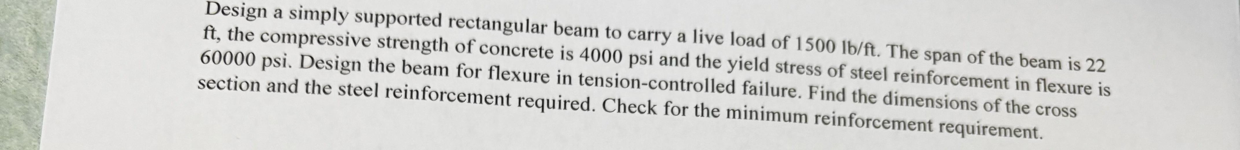 Use ACI code Design a simply supported