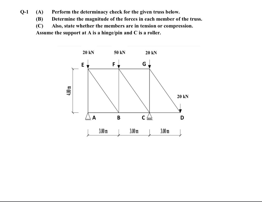 Q - 1 ( A ) Perform the determinacy check for the