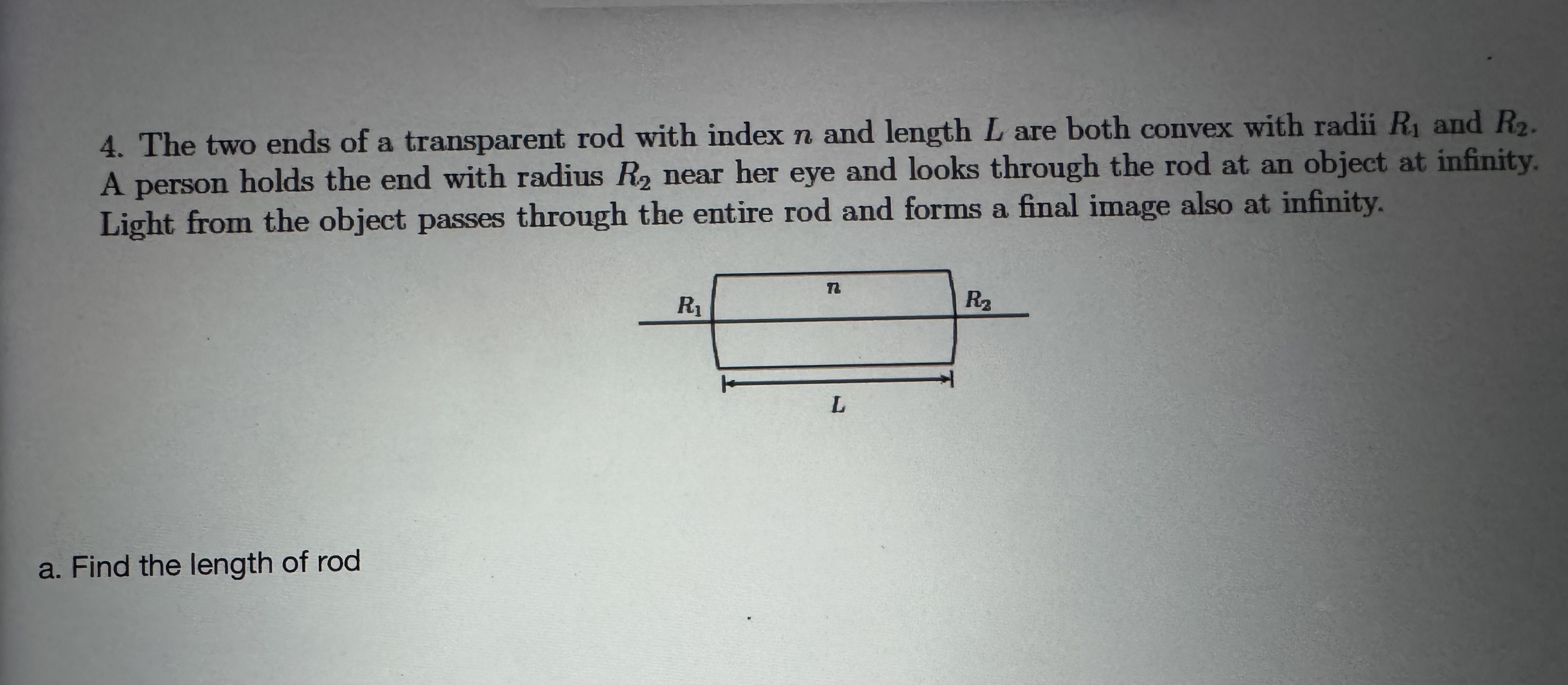 The two ends of a transparent rod with index n