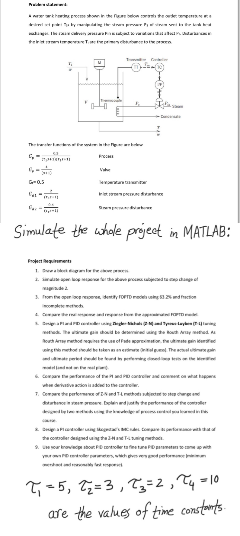 Solve it by MATLAB SIMULINK please. Project