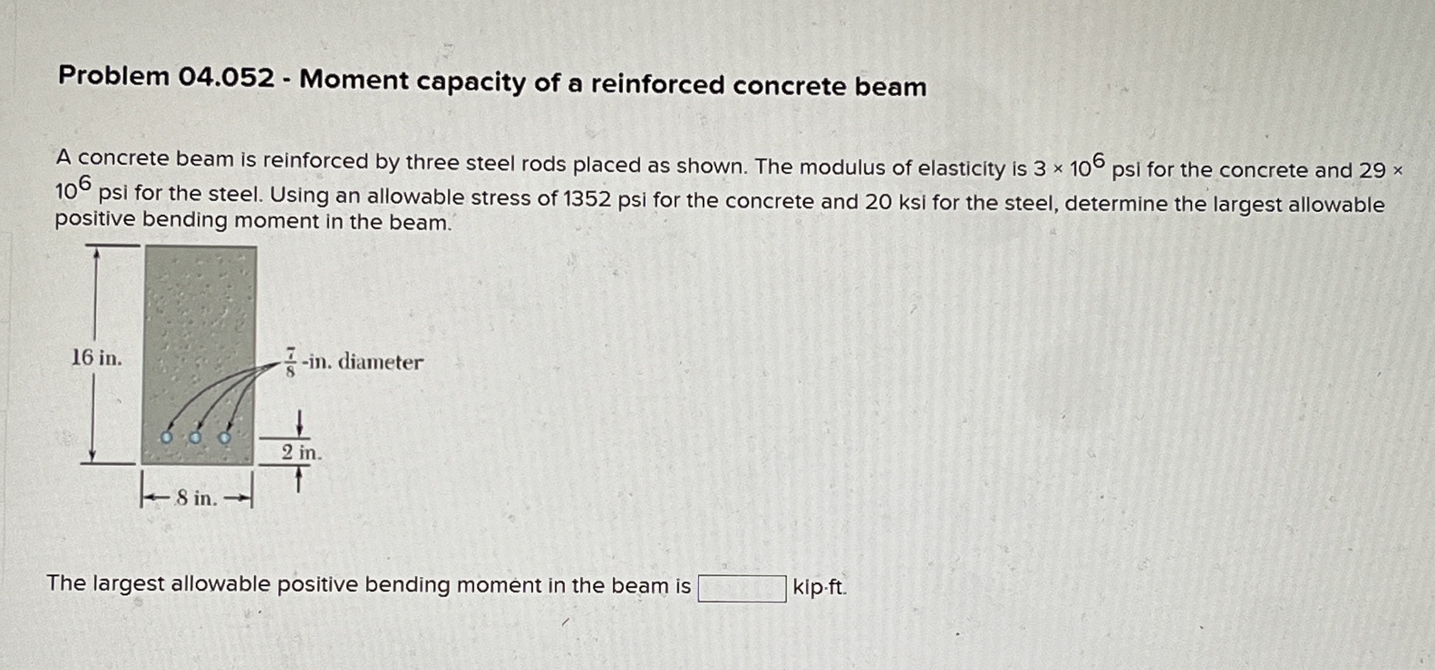 Problem 0 4 . 0 5 2 - Moment capacity of a