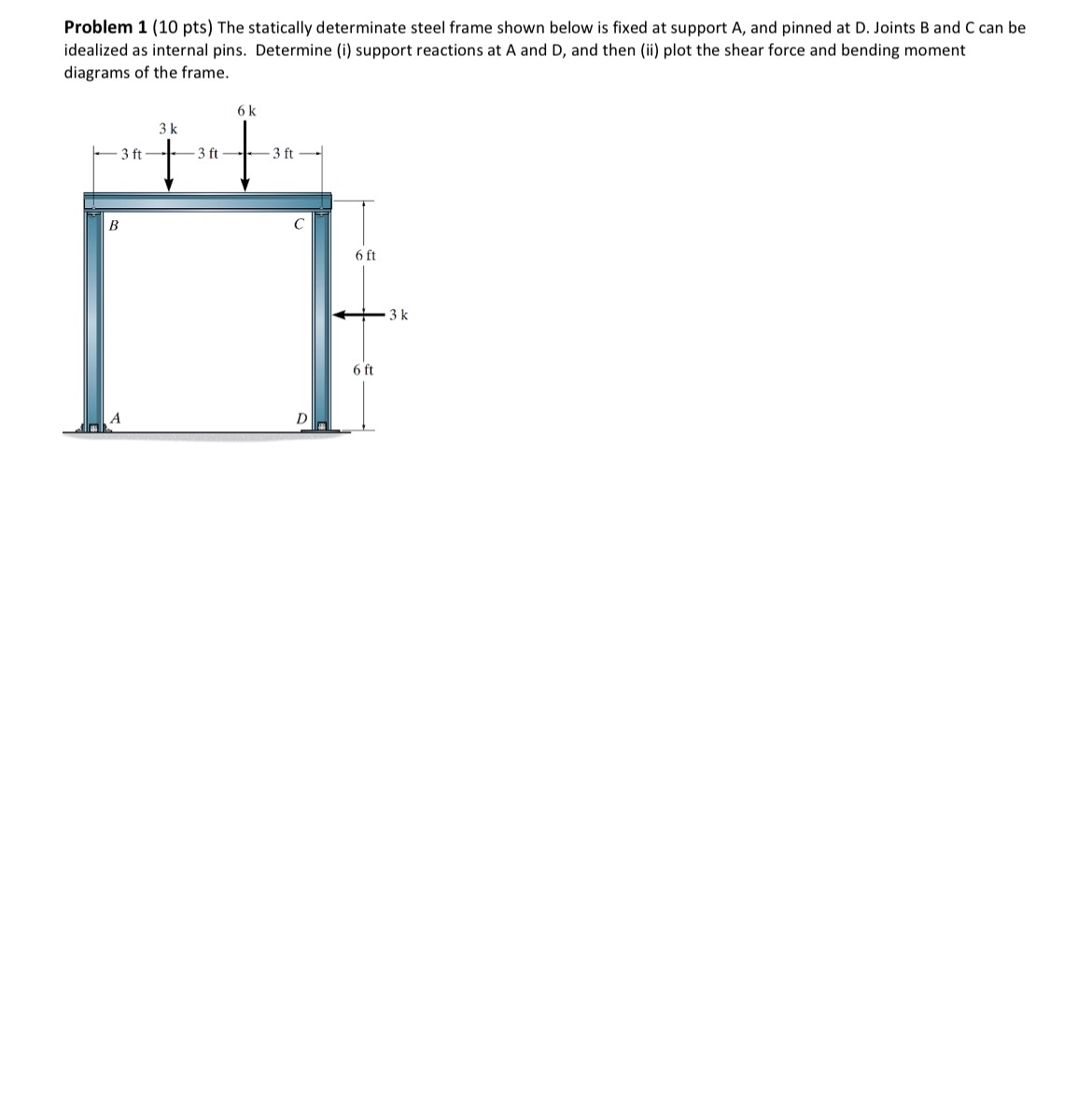 Problem 1 ( 1 0 pts ) The statically determinate