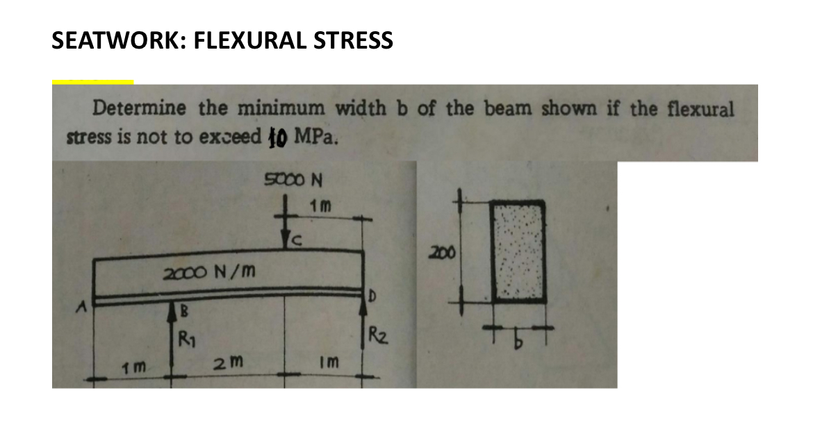 SEATWORK: FLEXURAL STRESS Determine the minimum