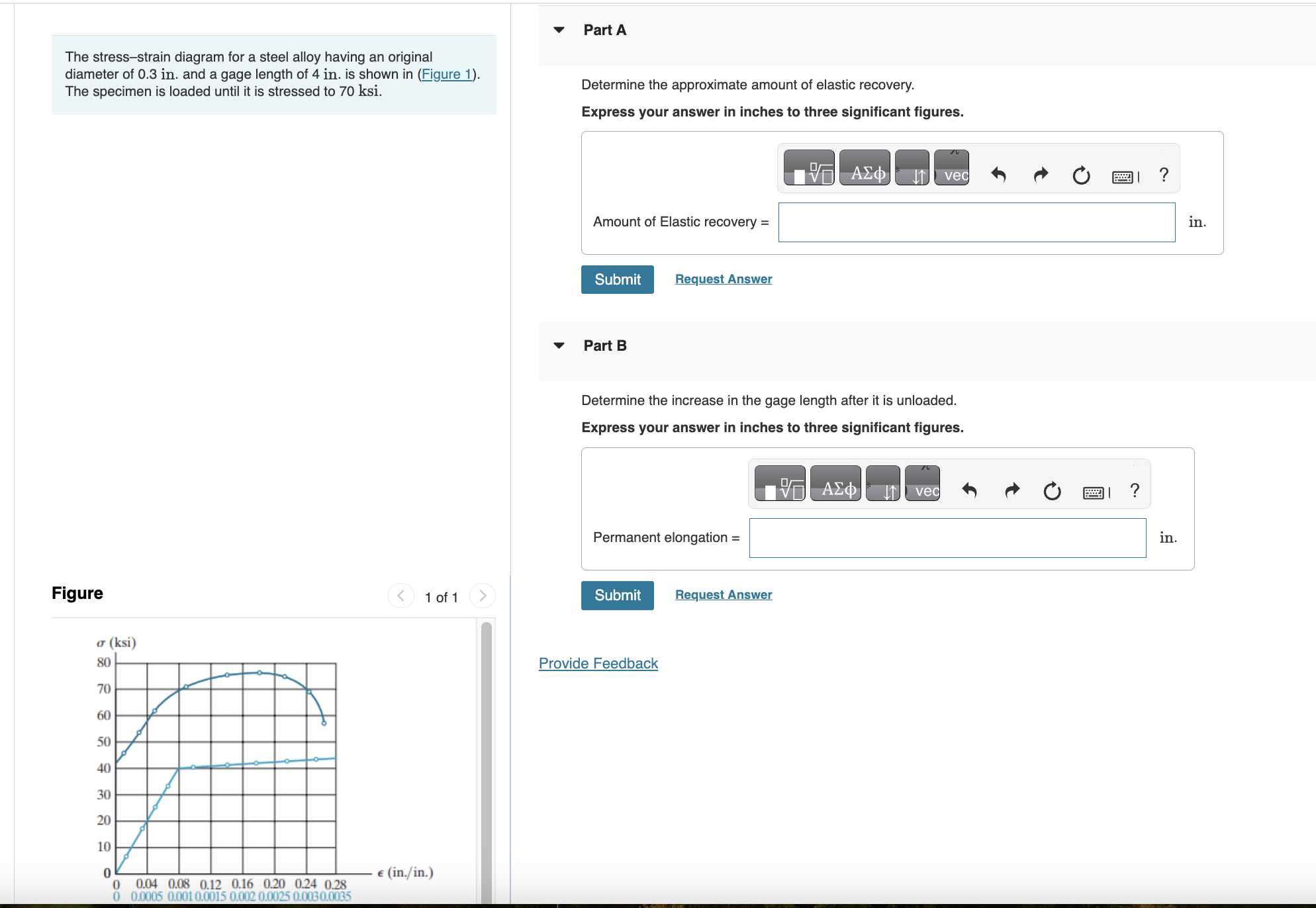The stress - strain diagram for a steel alloy