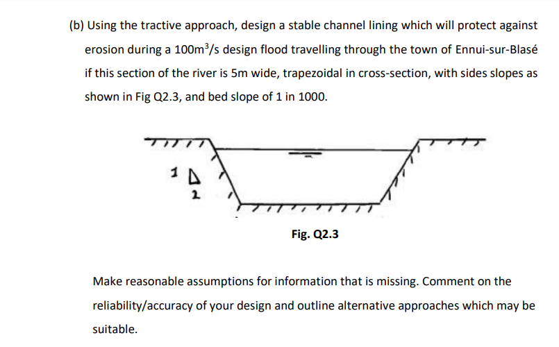 ( b ) Using the tractive approach, design a