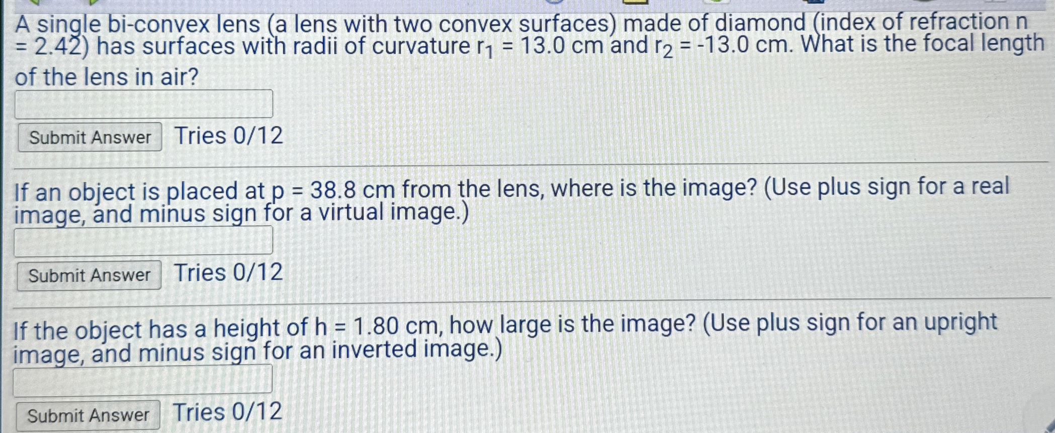 A single bi - convex lens ( a lens with two