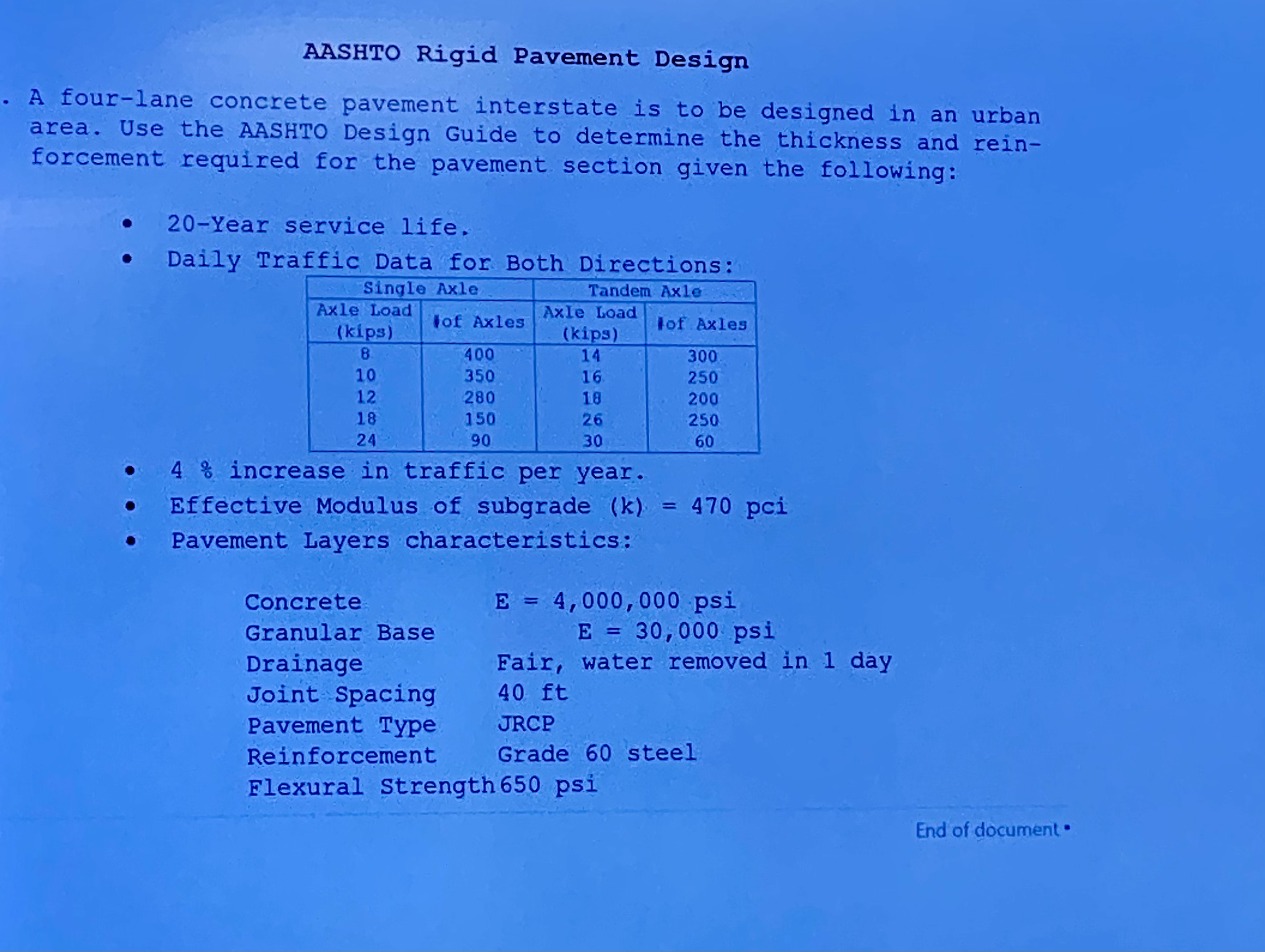 AASHTO Rigid Pavement Design A four - lane
