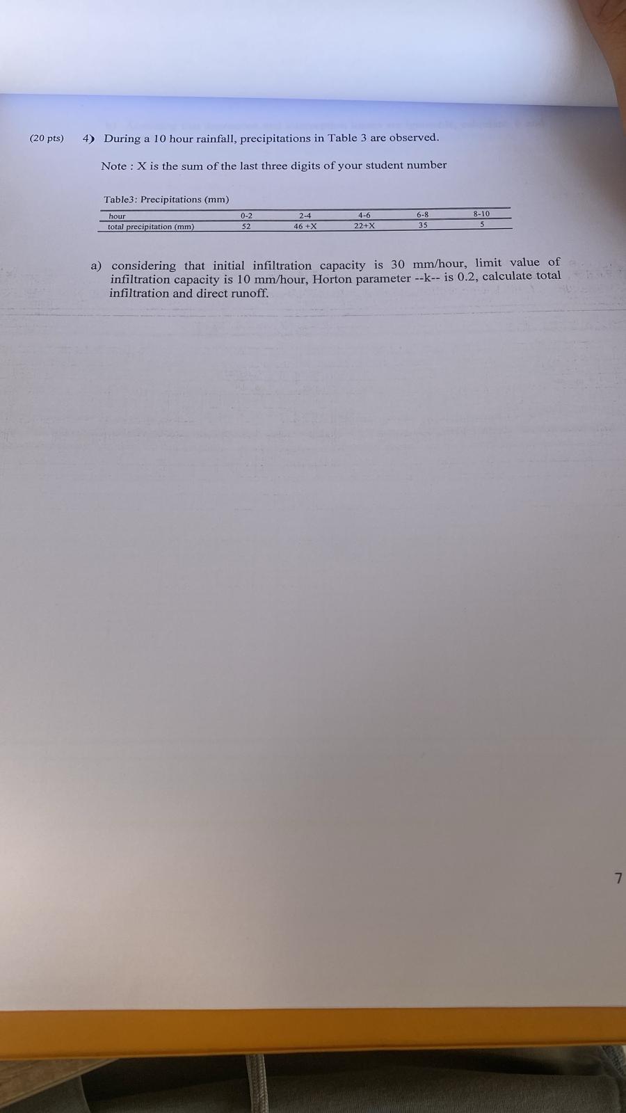 During a 1 0 hour rainfall, precipitations in