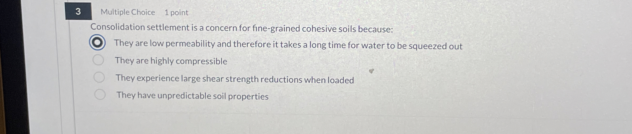 Multiple Choice Consolidation settlement is a