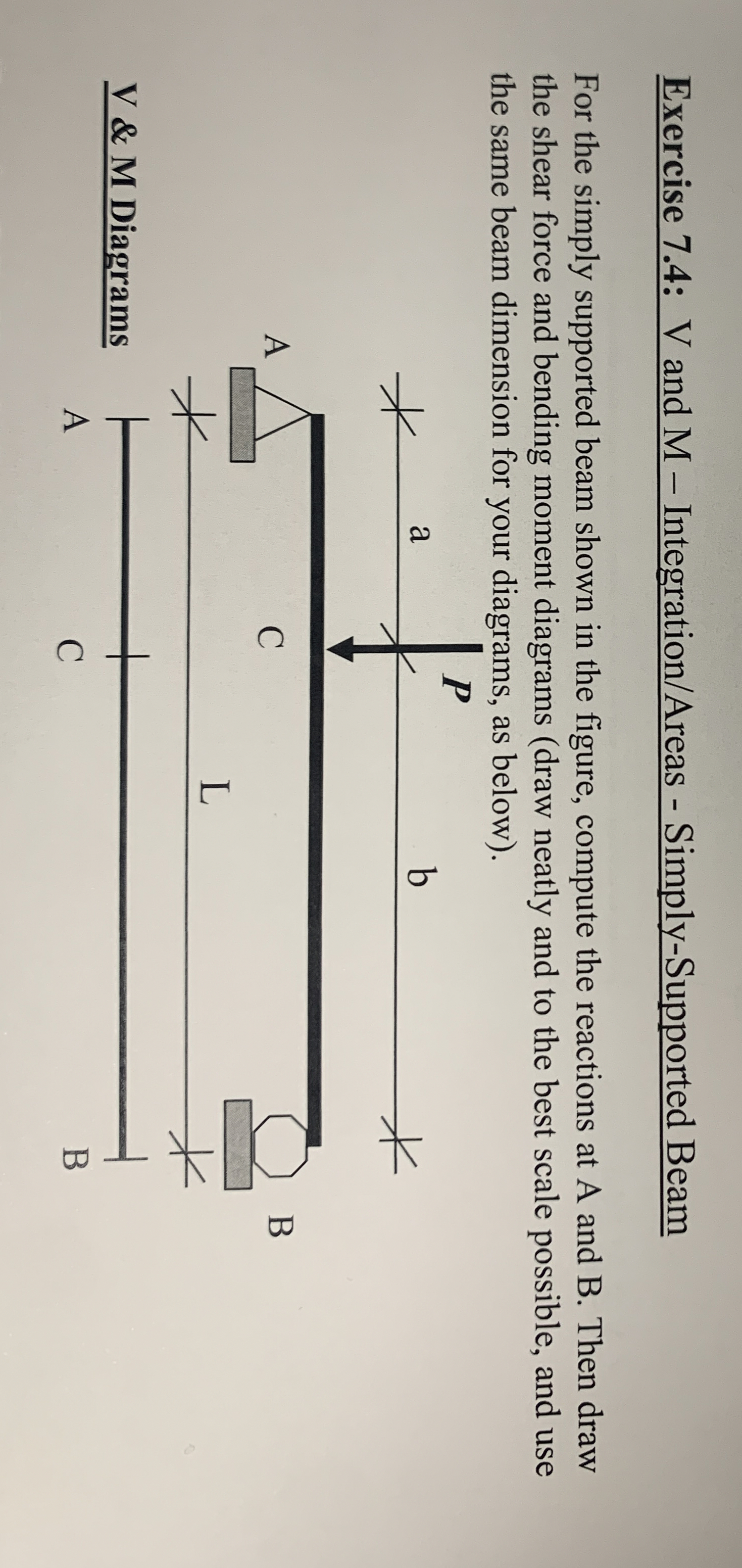 Exercise 7 . 4 : V and M - Integration / Areas -