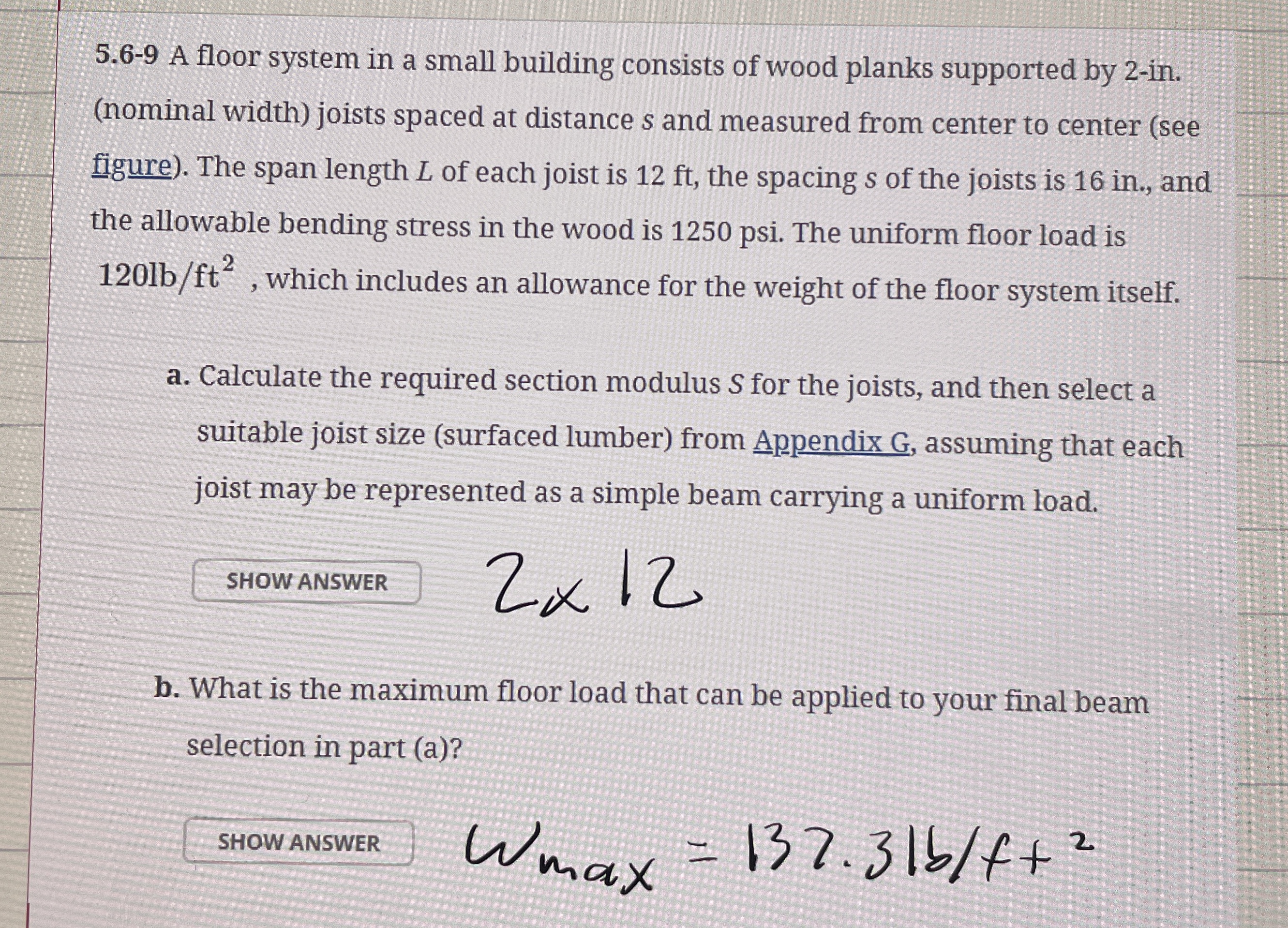 5 . 6 - 9 A floor system in a small building