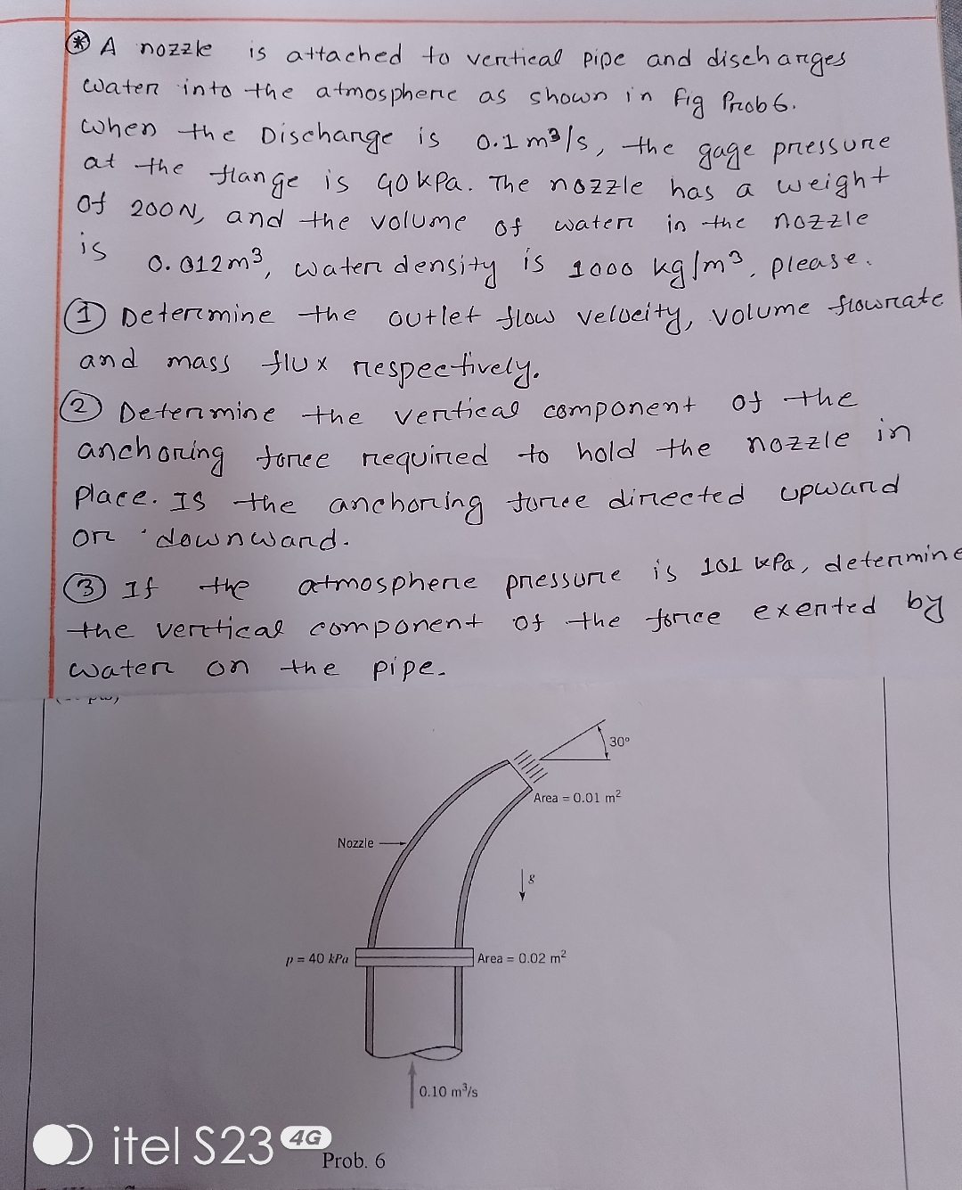 * * ( solve it for fluild mechanics. ) A nozzle