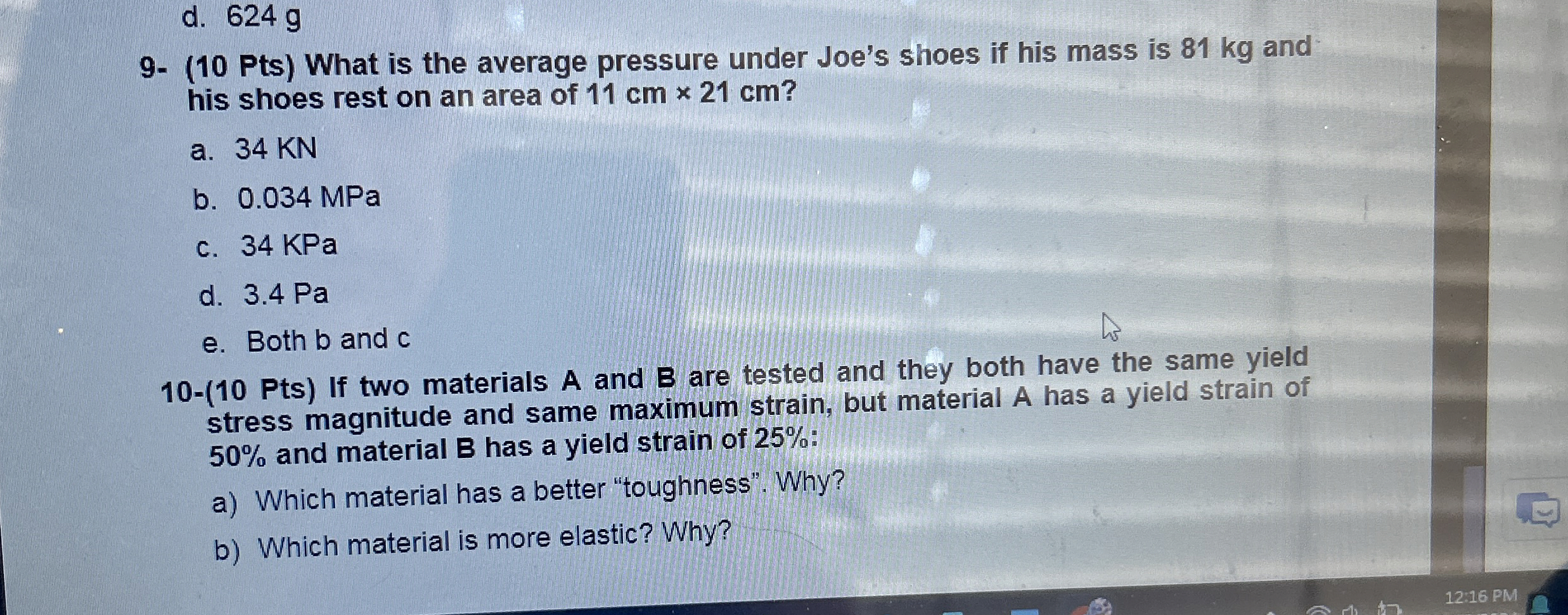 d . 6 2 4 g 9 - ( 1 0 Pts ) What is the average