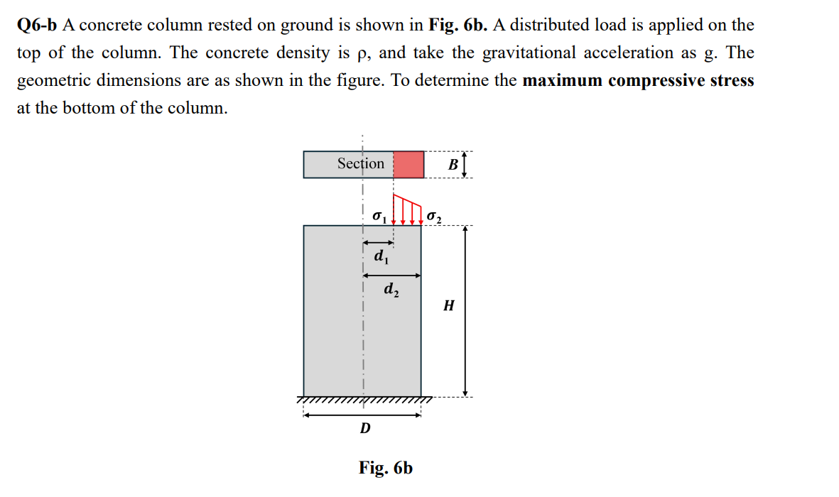 Q 6 - b A concrete column rested on ground is
