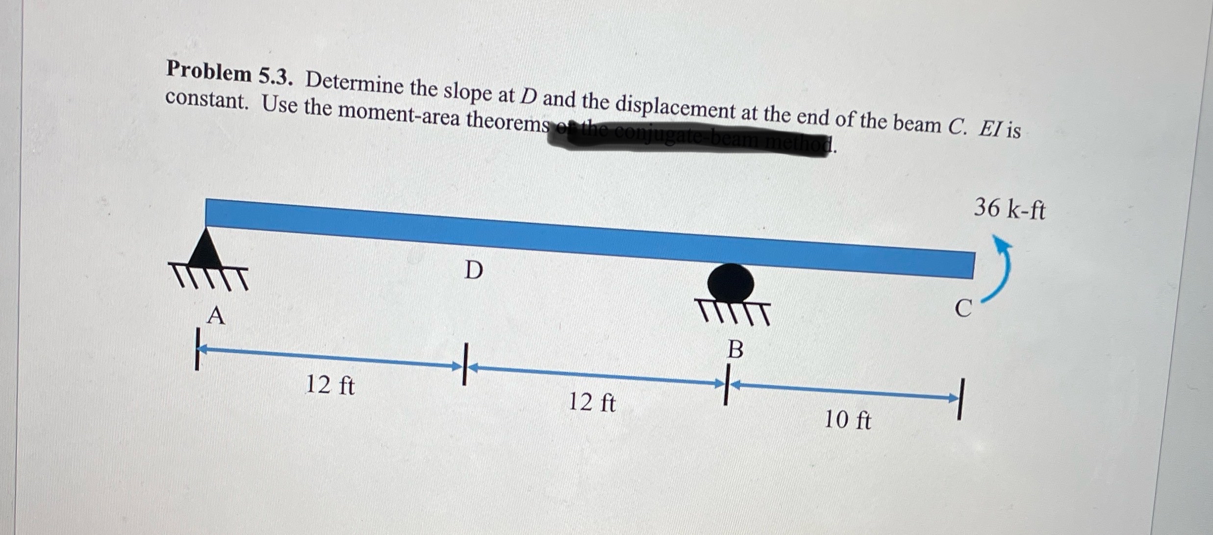 Problem 5 . 3 . Determine the slope at D and the