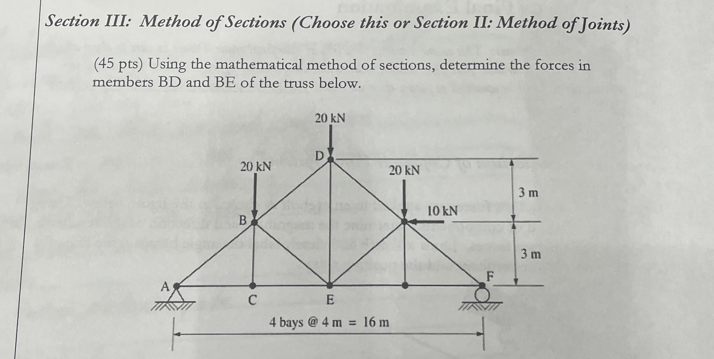 Section III: Method of Sections ( Choose this or