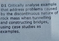 D 1 Critically analyse example that address