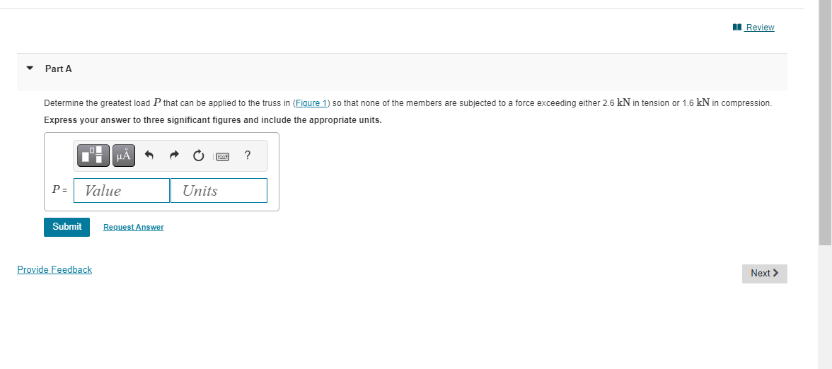 Part A Determine the greatest load \ ( P \ ) that