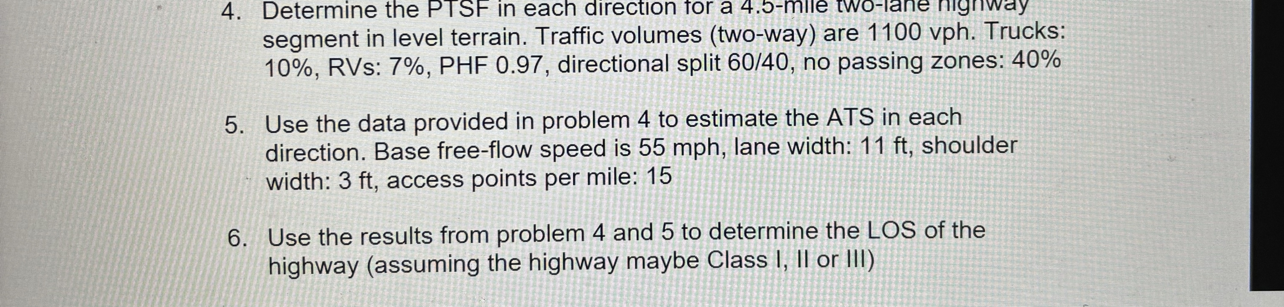 Determine the PTSF in each direction for a 4 . 5