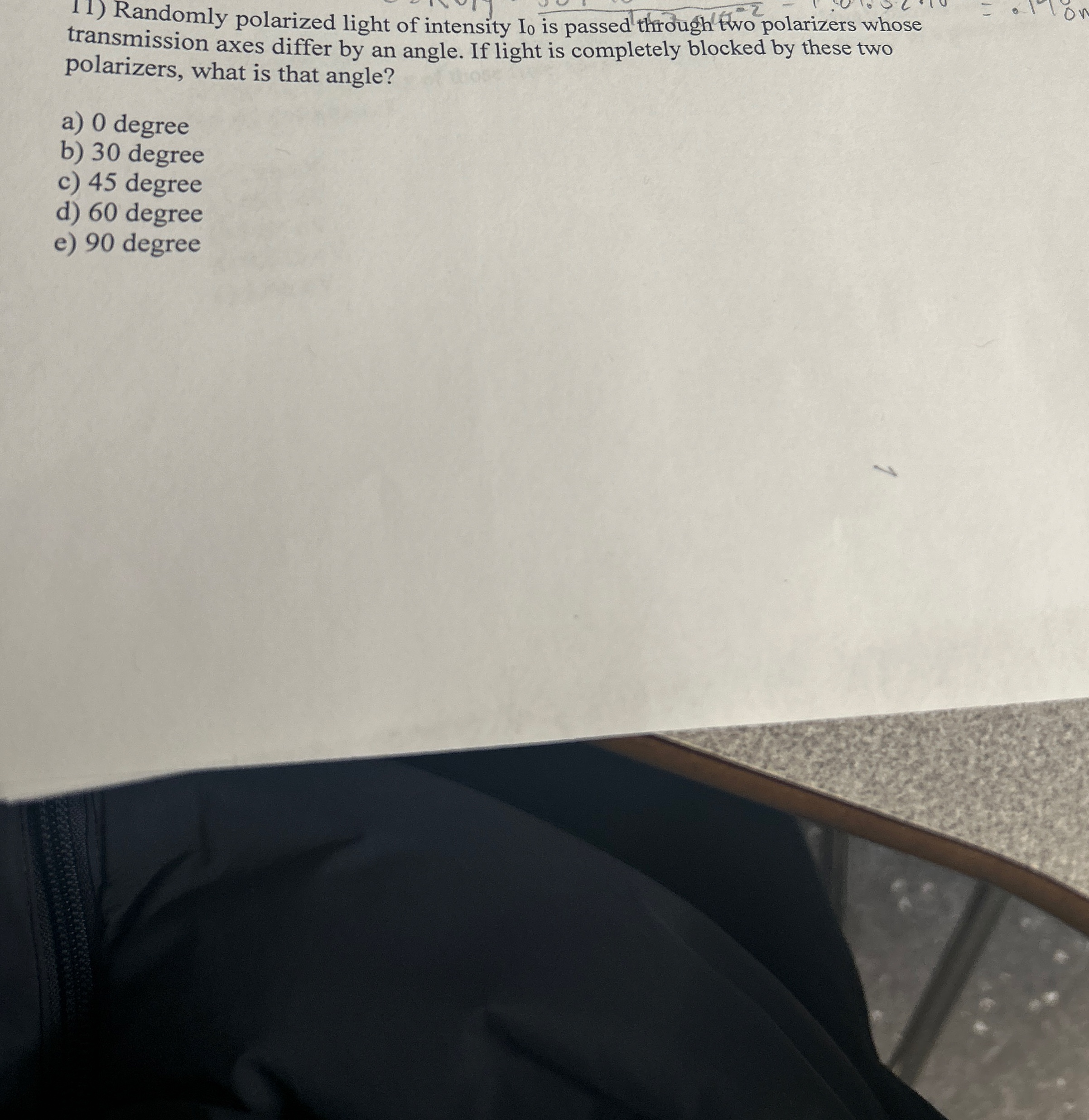 Randomly polarized light of intensity I 0 is