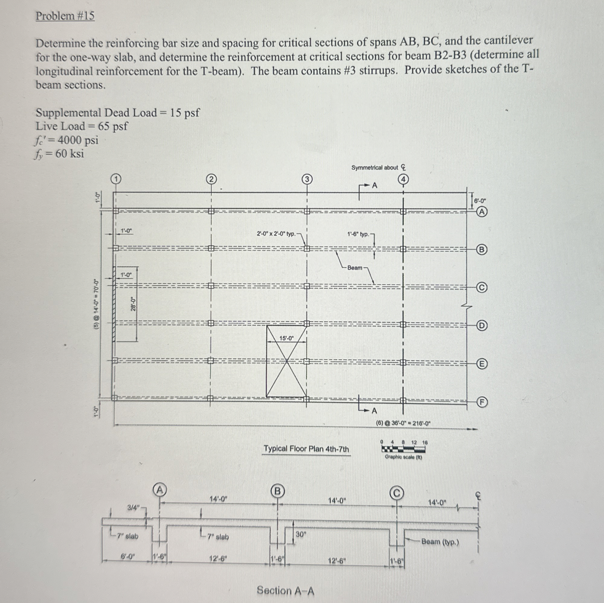 Problem # 1 5 Determine the reinforcing bar size